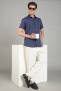 Men's Half Sleeves Plain Navy Blue Shirt | Imported Turkish Fabric | Casual, Office & Vacation Wear