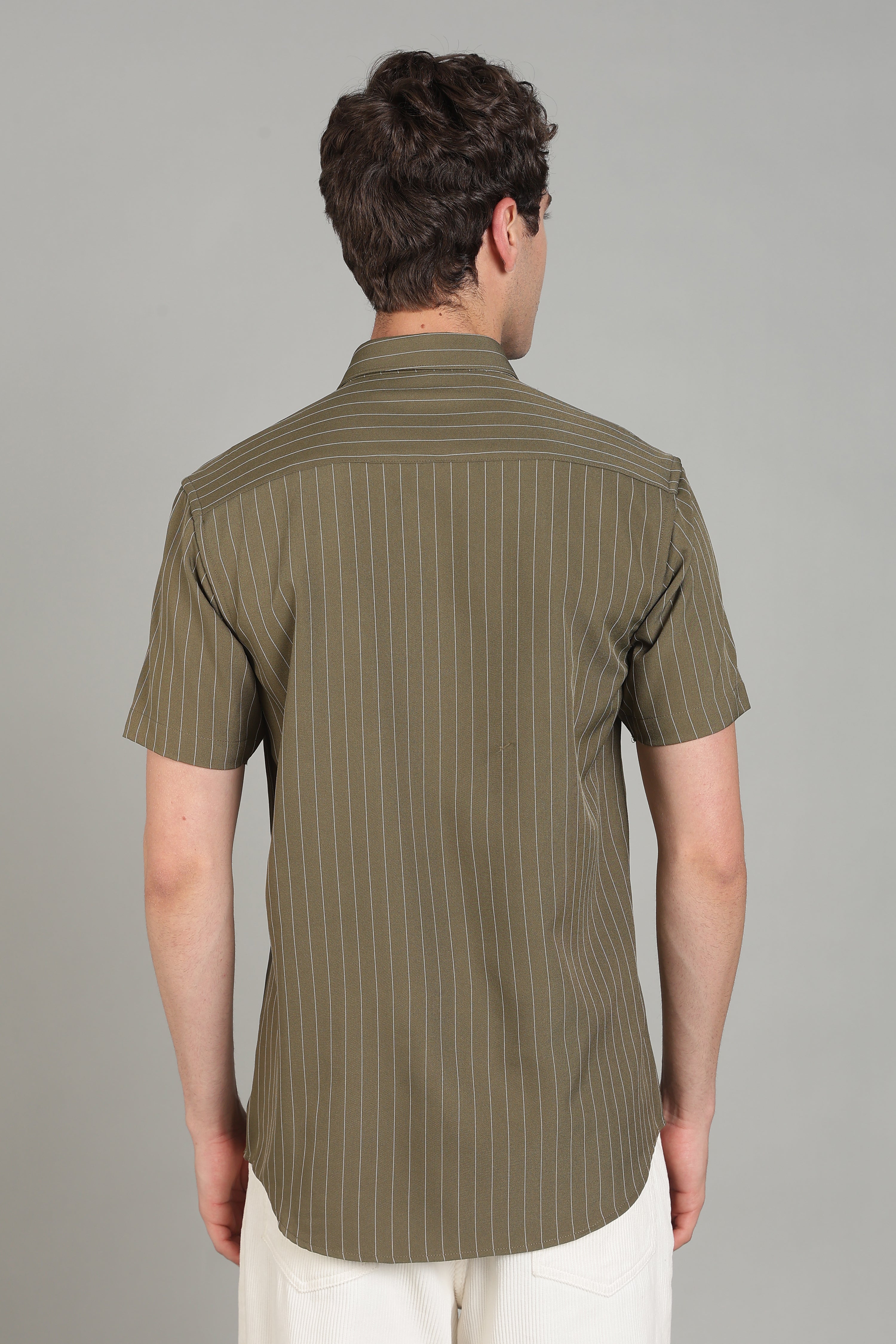 Men's Half Sleeves Plain Olive Shirt | Imported Turkish Fabric | Casual, Office & Vacation Wear