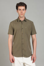 Men's Half Sleeves Plain Olive Shirt | Imported Turkish Fabric | Casual, Office & Vacation Wear