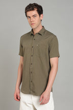Men's Half Sleeves Plain Olive Shirt | Imported Turkish Fabric | Casual, Office & Vacation Wear