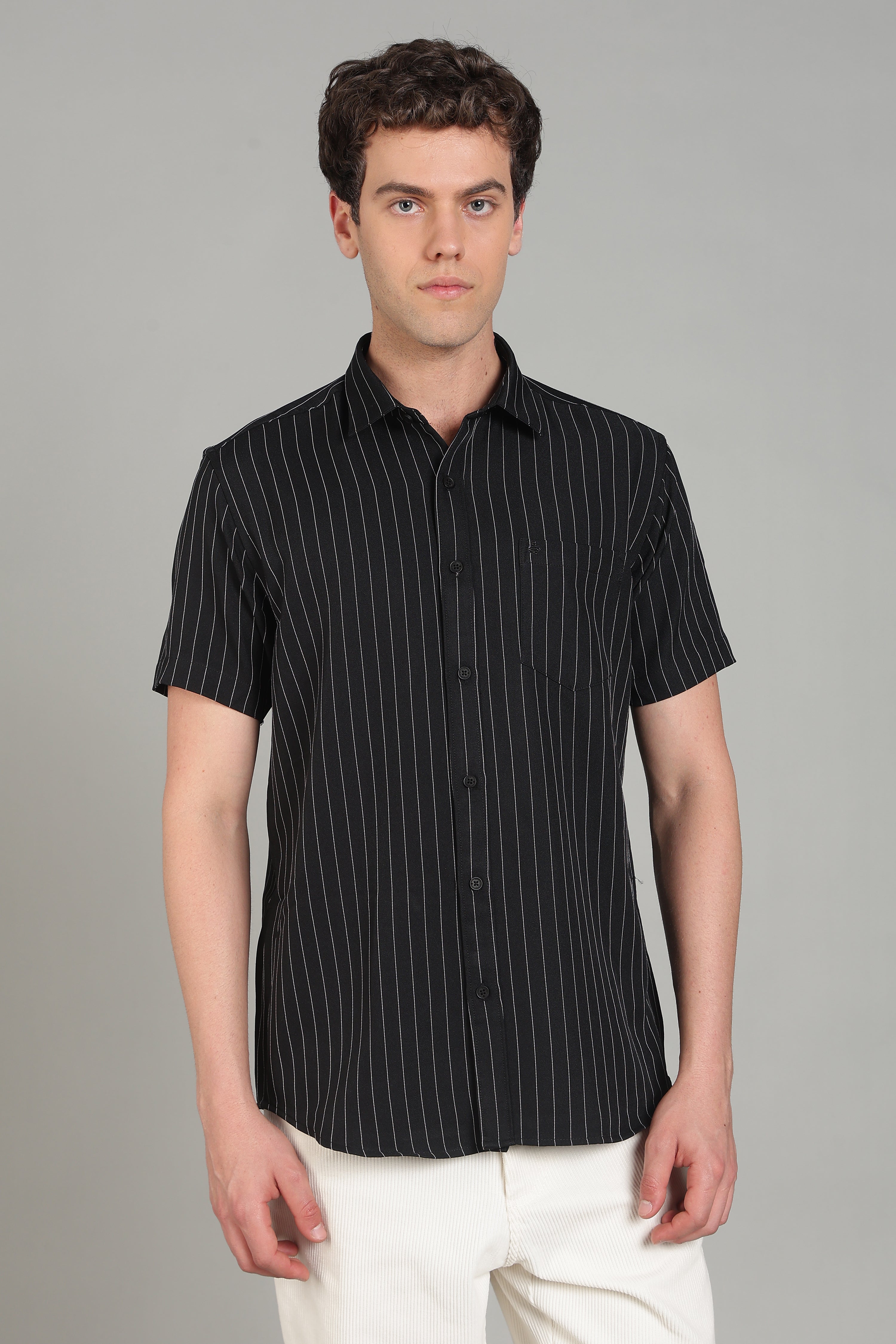 Men's Half Sleeves Plain Black Shirt | Imported Turkish Fabric | Casual, Office & Vacation Wear