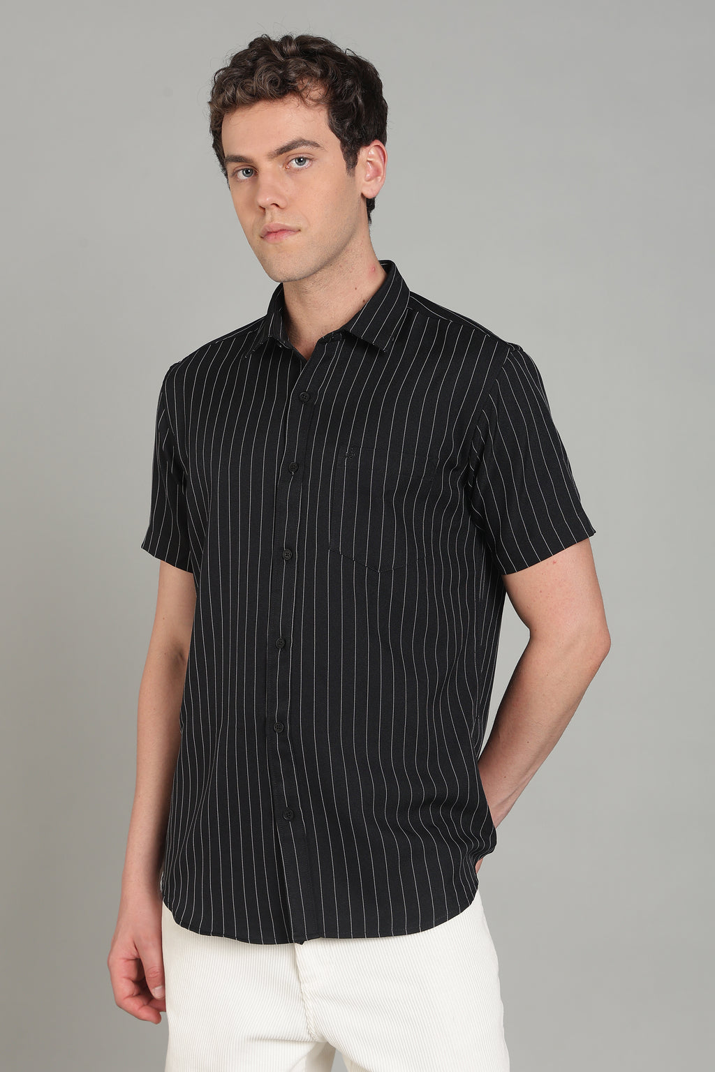 Men's Half Sleeves Plain Black Shirt | Imported Turkish Fabric | Casual, Office & Vacation Wear