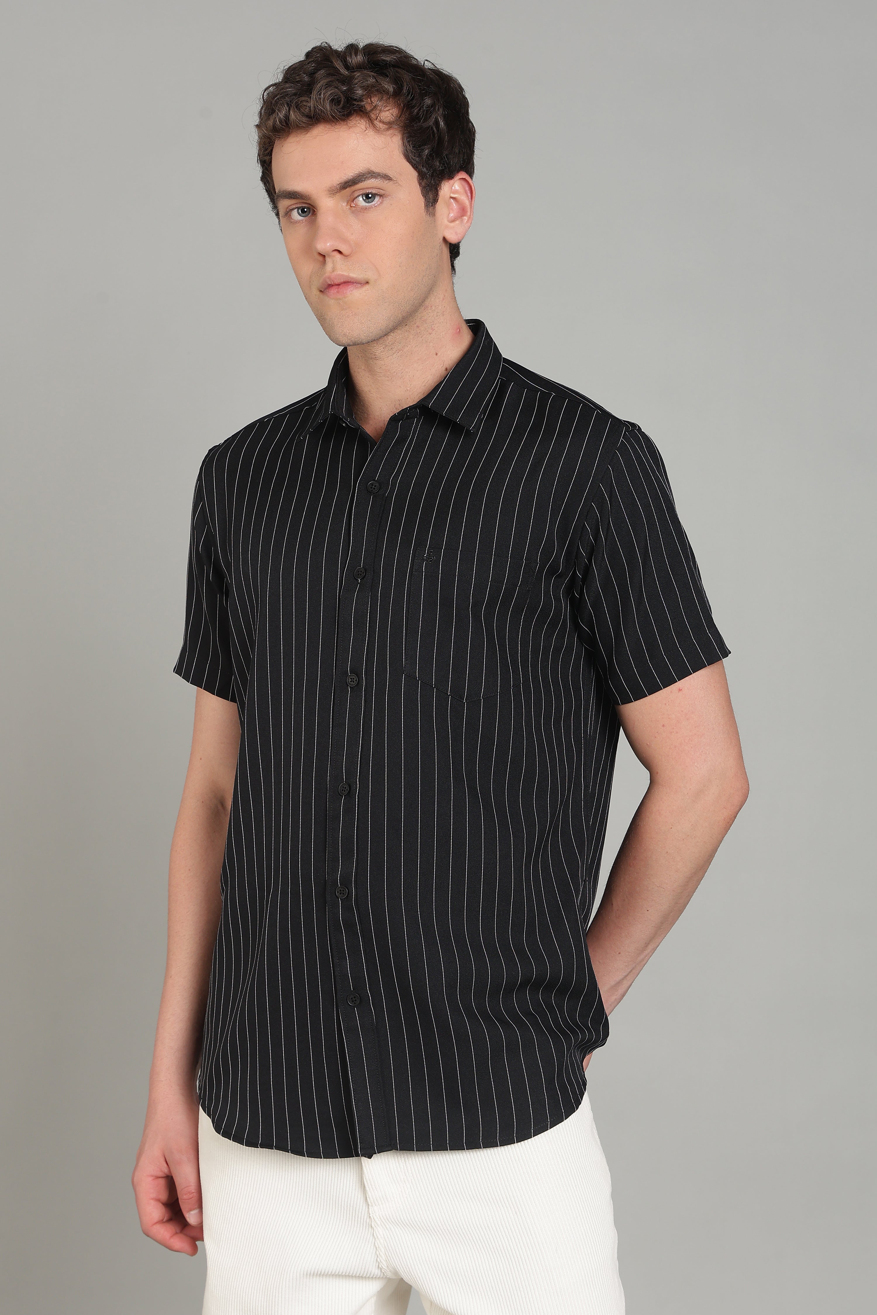Men's Half Sleeves Plain Black Shirt | Imported Turkish Fabric | Casual, Office & Vacation Wear