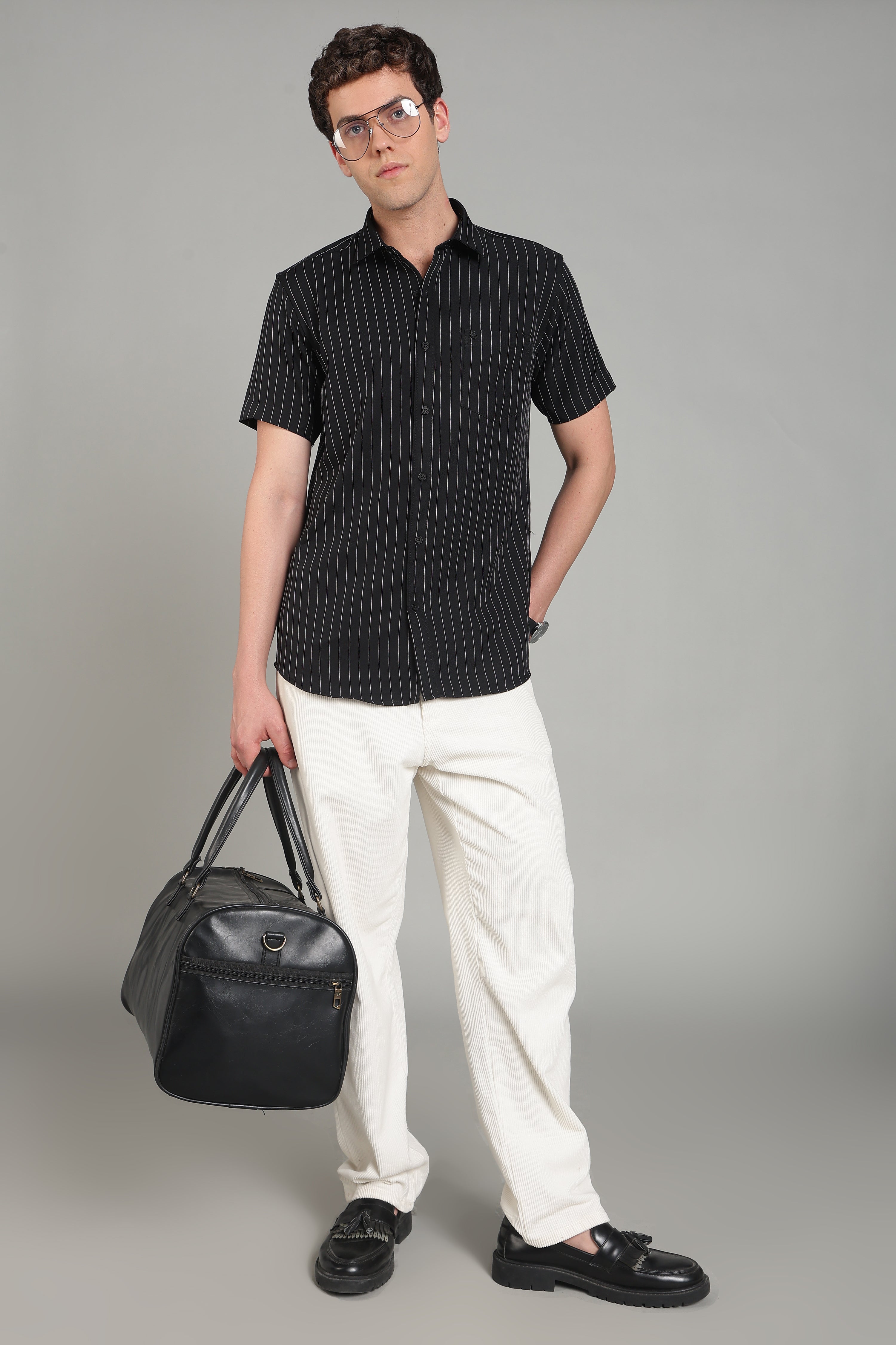 Men's Half Sleeves Plain Black Shirt | Imported Turkish Fabric | Casual, Office & Vacation Wear