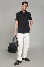 Men's Half Sleeves Plain Black Shirt | Imported Turkish Fabric | Casual, Office & Vacation Wear