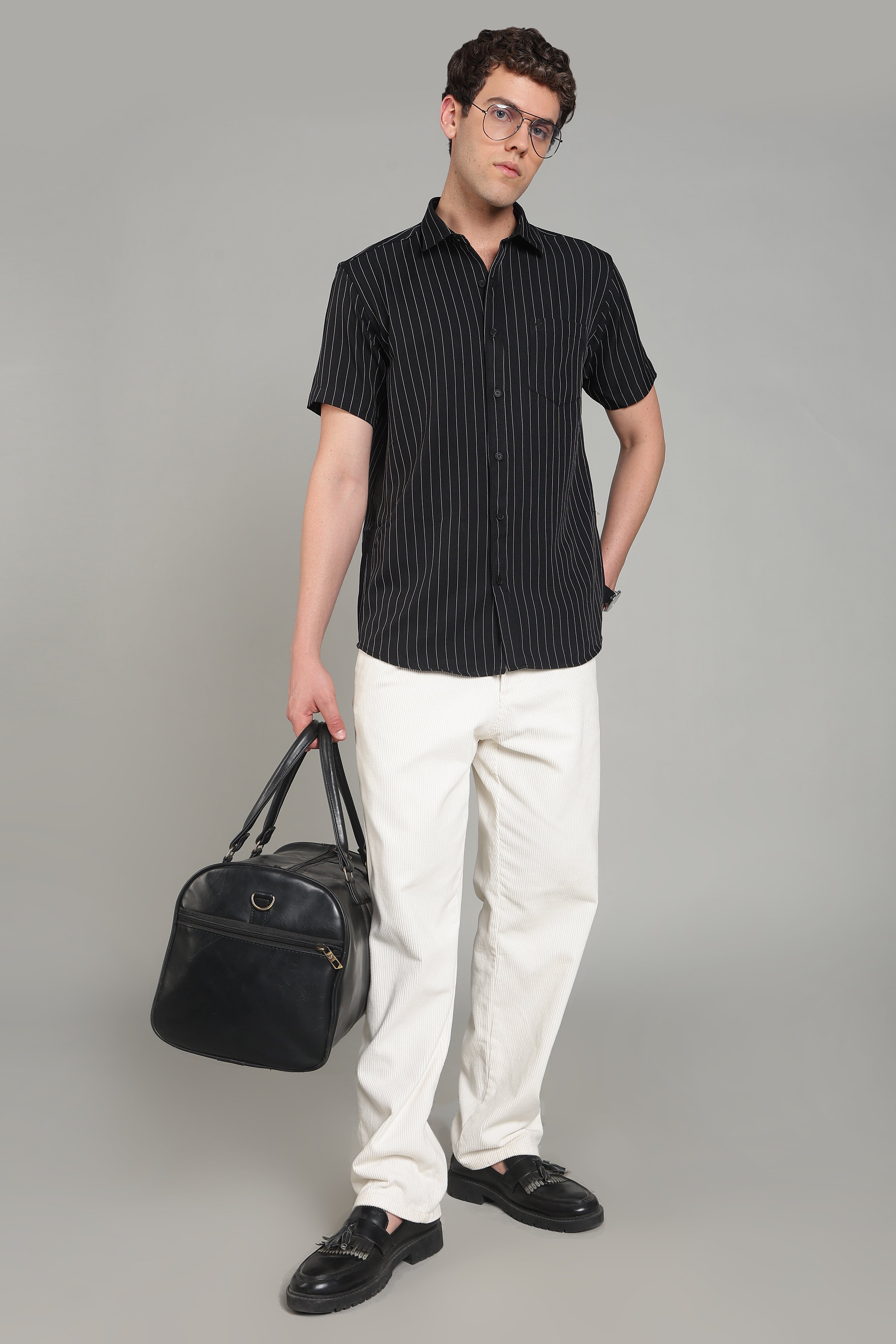 Men's Half Sleeves Plain Black Shirt | Imported Turkish Fabric | Casual, Office & Vacation Wear