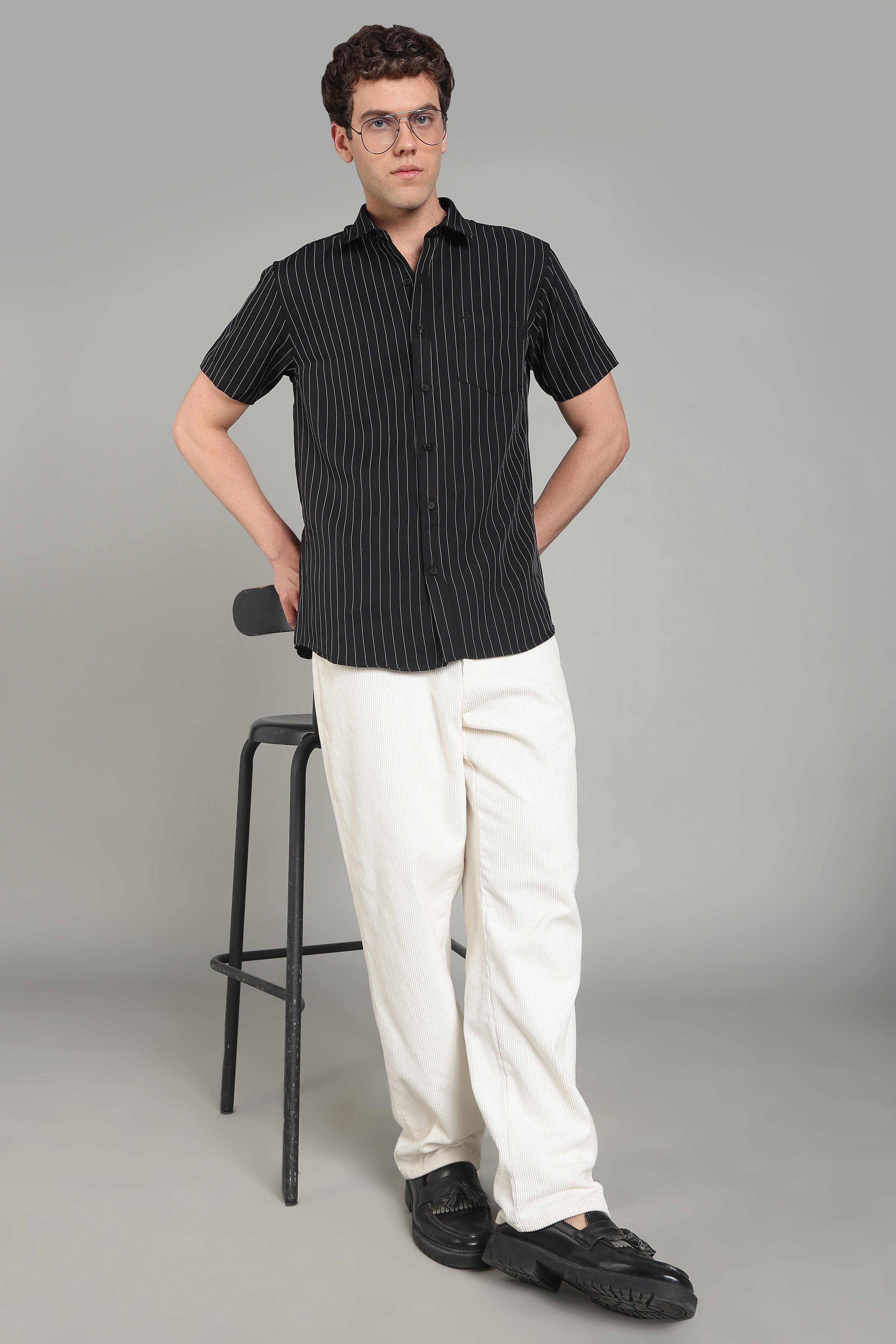 Men's Half Sleeves Plain Black Shirt | Imported Turkish Fabric | Casual, Office & Vacation Wear