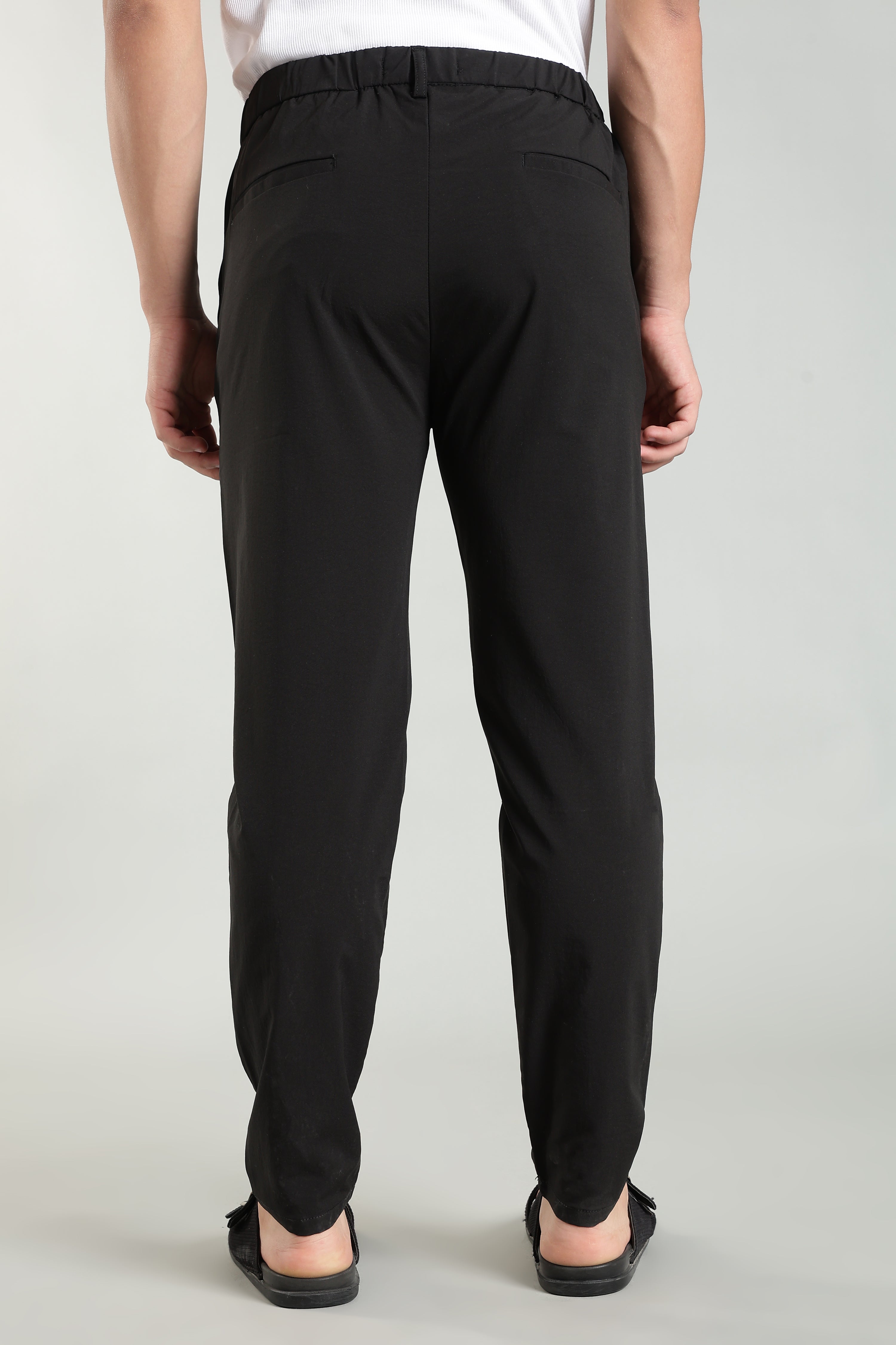 Men's Plain Black Trousers | Linen Blend Fabric| Casual, Office, Vacation Wear