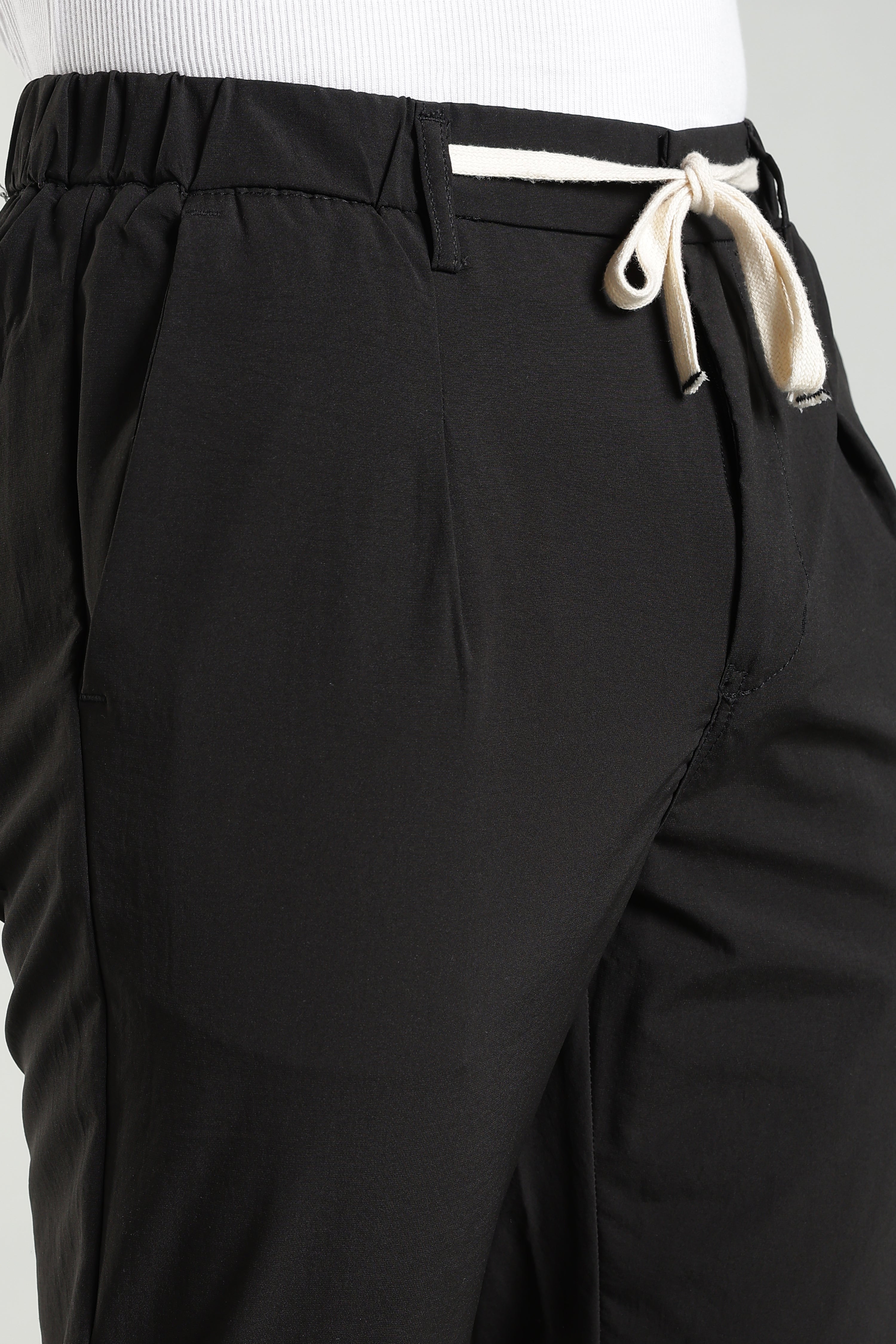 Men's Plain Black Trousers | Linen Blend Fabric| Casual, Office, Vacation Wear