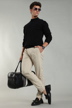 Linen Blend Casual Trousers For Men | Beige