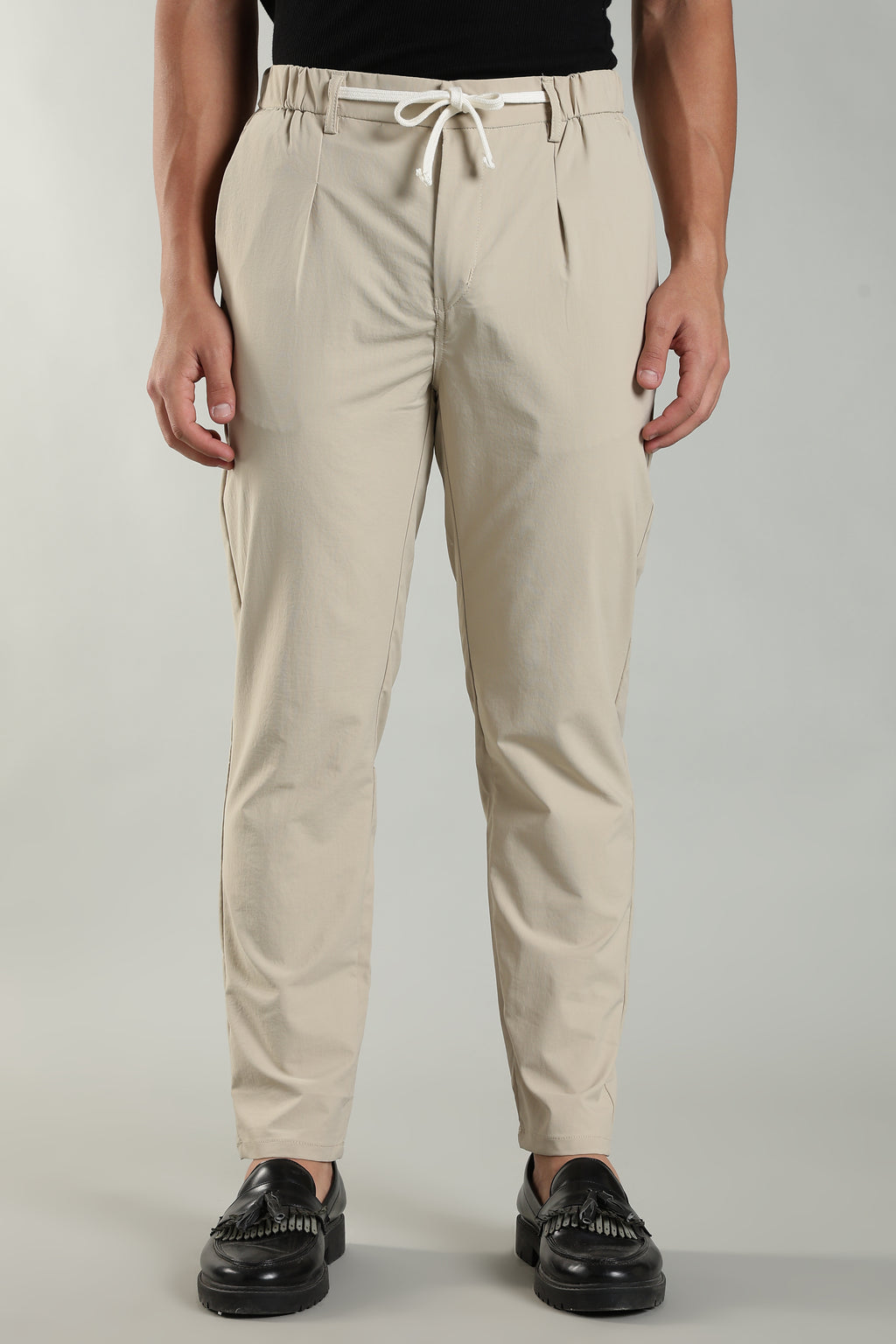 Linen Blend Casual Trousers For Men | Beige
