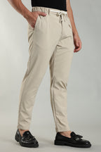 Linen Blend Casual Trousers For Men | Beige
