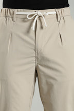 Linen Blend Casual Trousers For Men | Beige