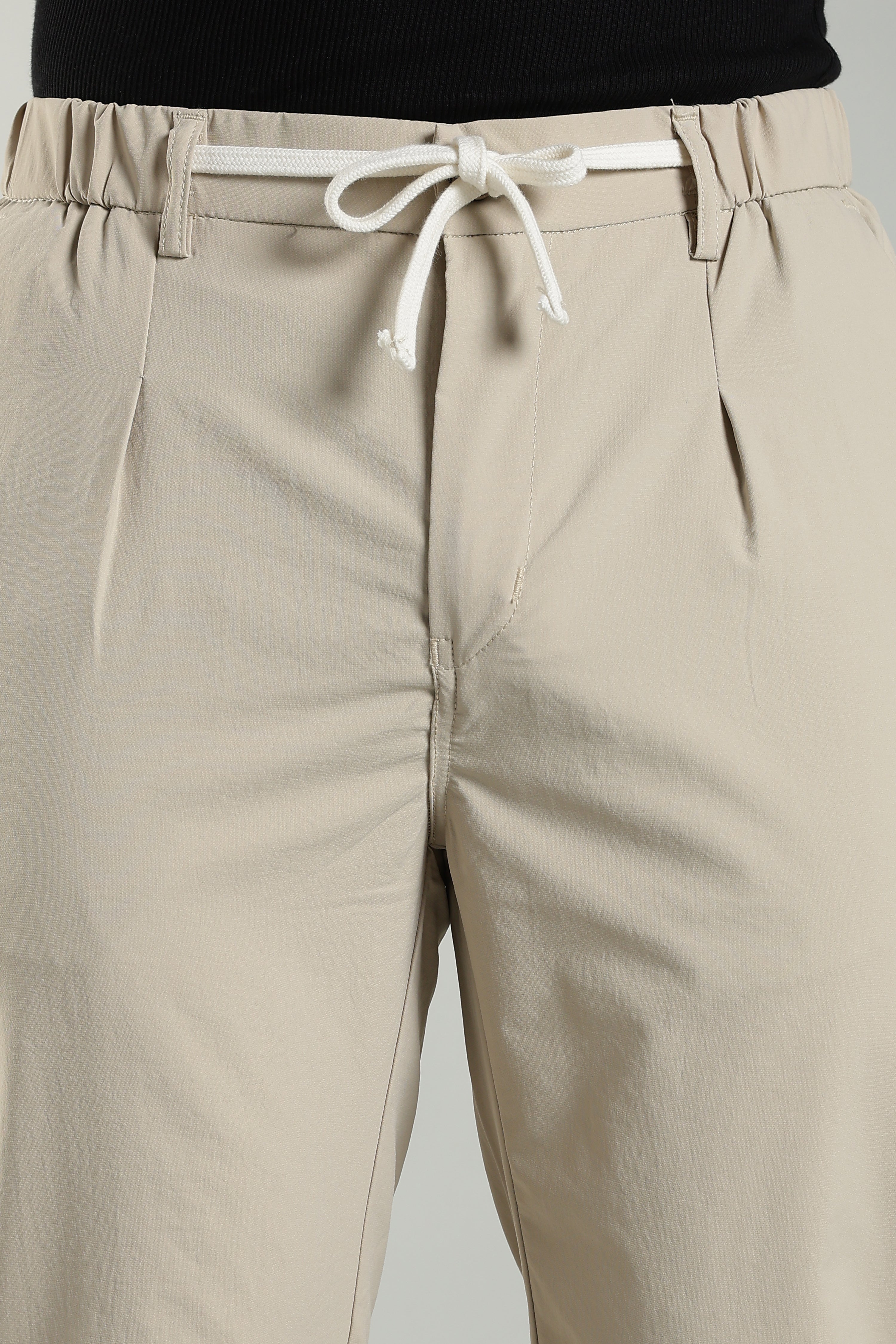 Linen Blend Casual Trousers For Men | Beige