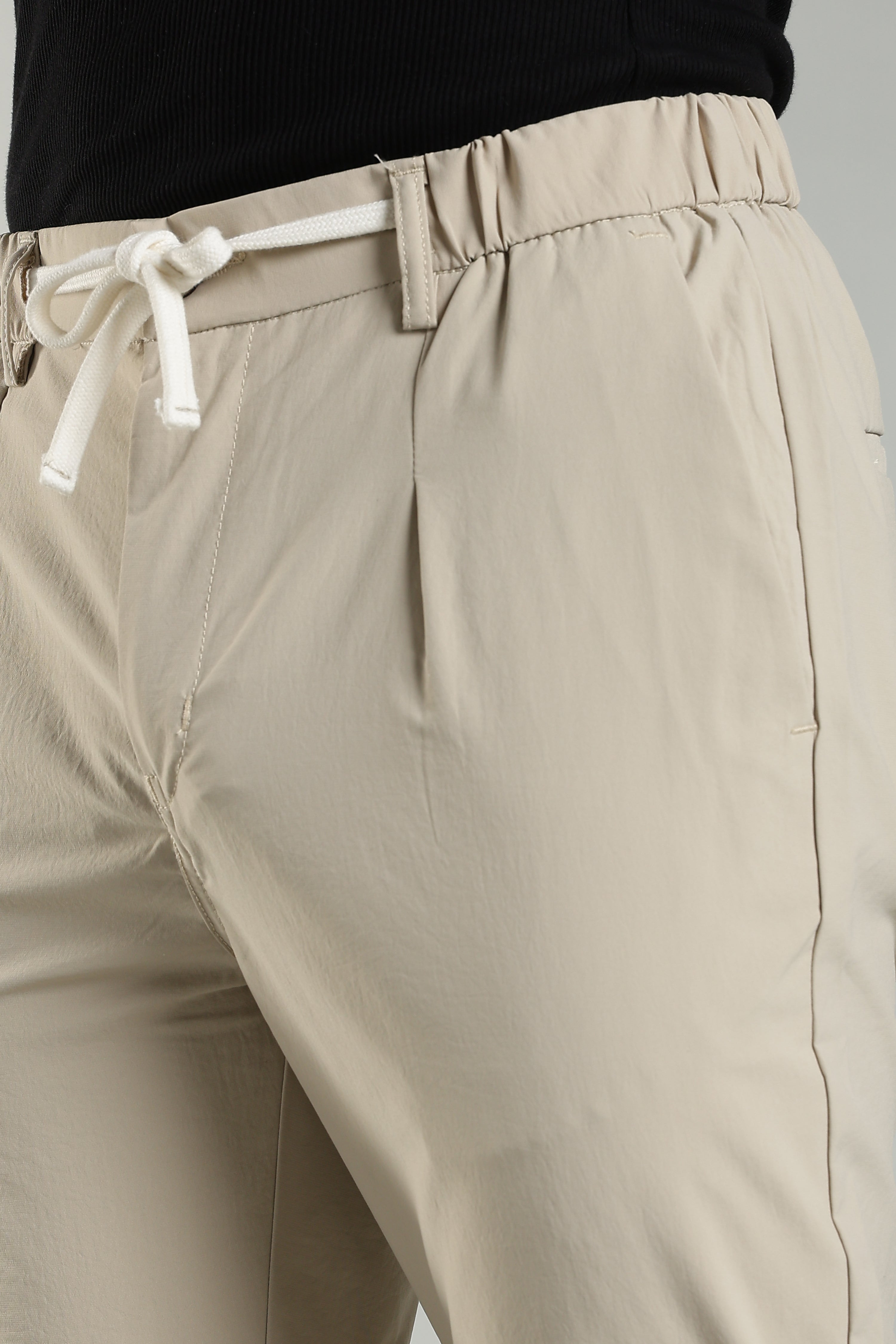 Linen Blend Casual Trousers For Men | Beige