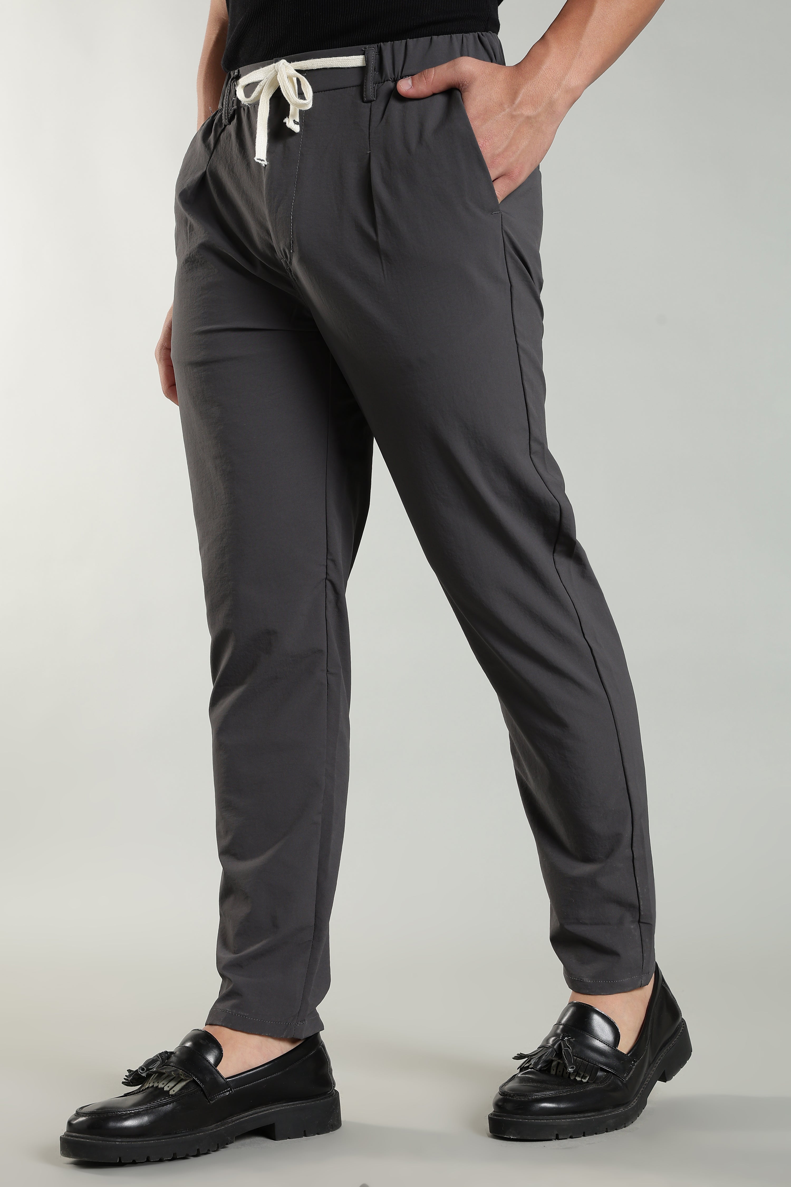 Men's Plain Grey Trousers | Linen Blend Fabric| Casual, Office, Vacation Wear