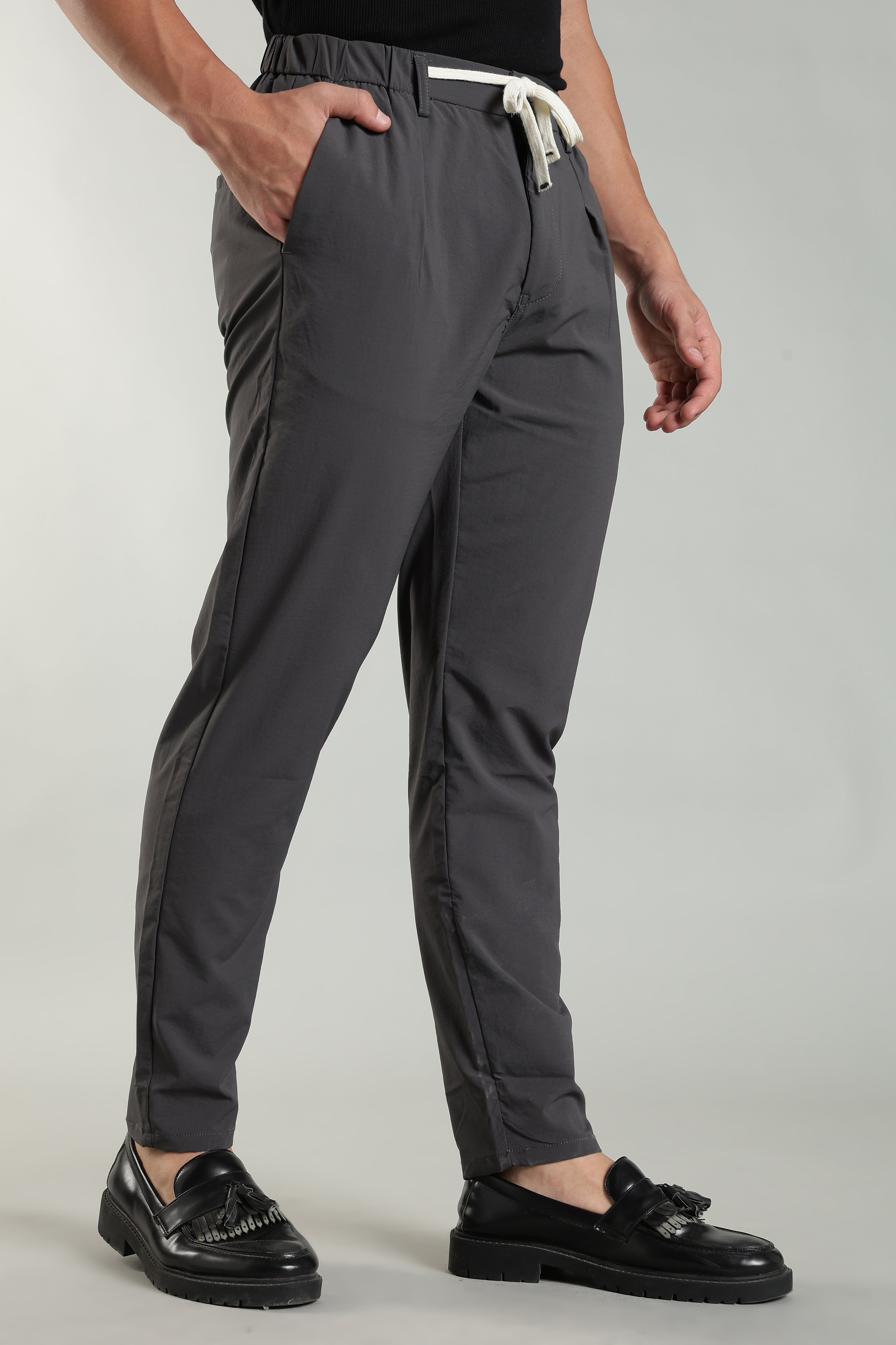 Men's Plain Grey Trousers | Linen Blend Fabric| Casual, Office, Vacation Wear