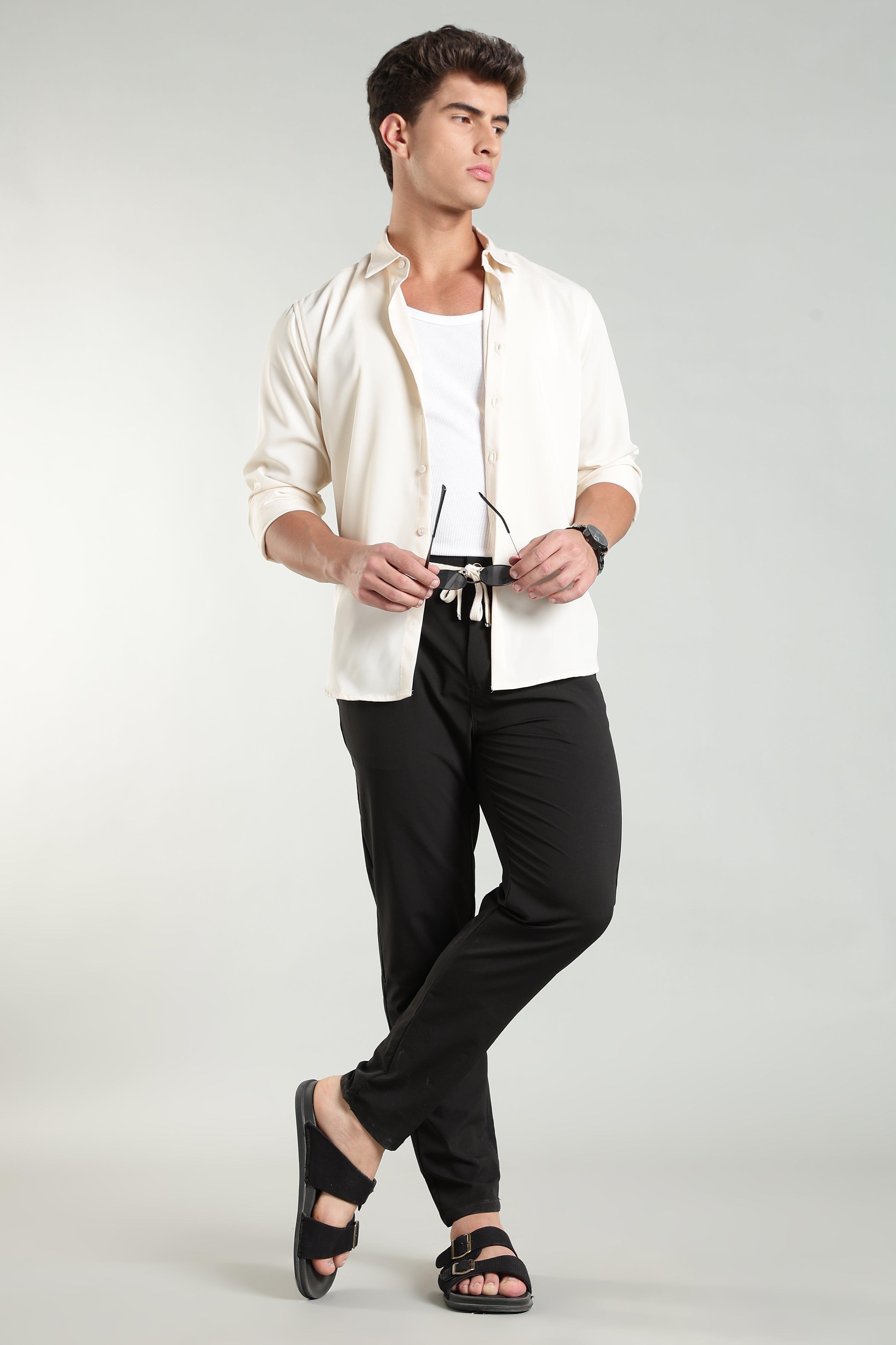 Men's Plain Black Trousers | Linen Blend Fabric| Casual, Office, Vacation Wear