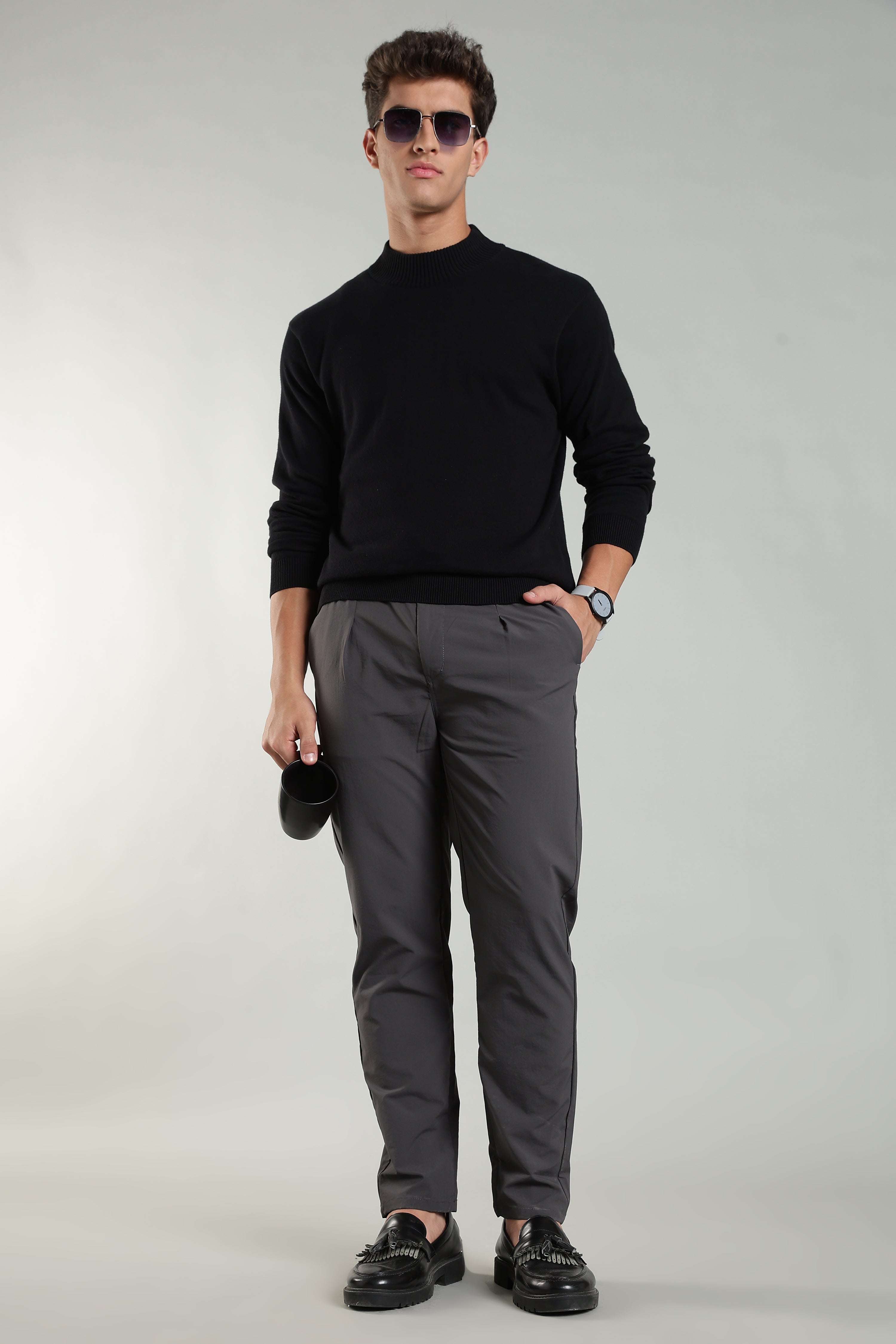 Men's Plain Grey Trousers | Linen Blend Fabric| Casual, Office, Vacation Wear