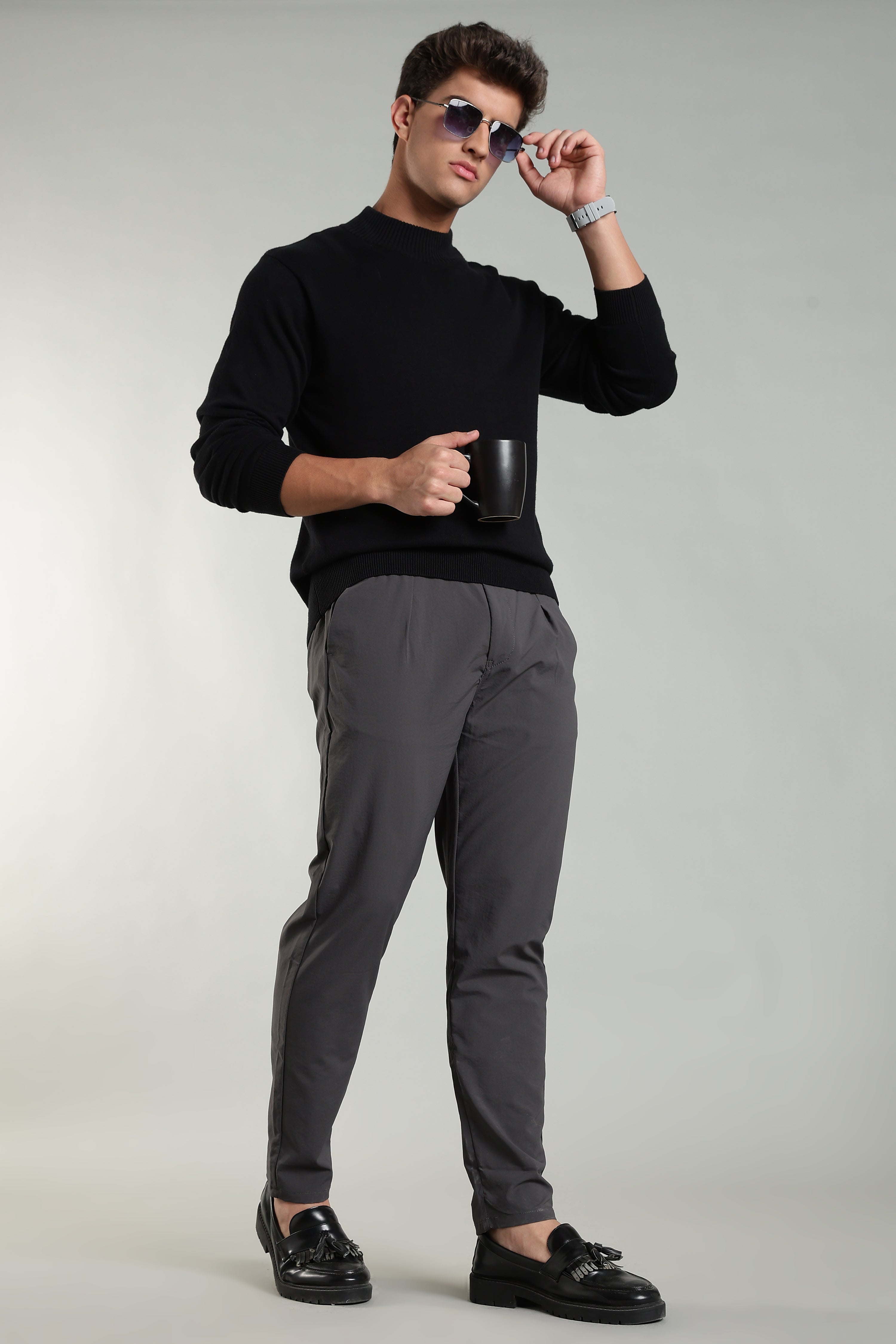 Men's Plain Grey Trousers | Linen Blend Fabric| Casual, Office, Vacation Wear