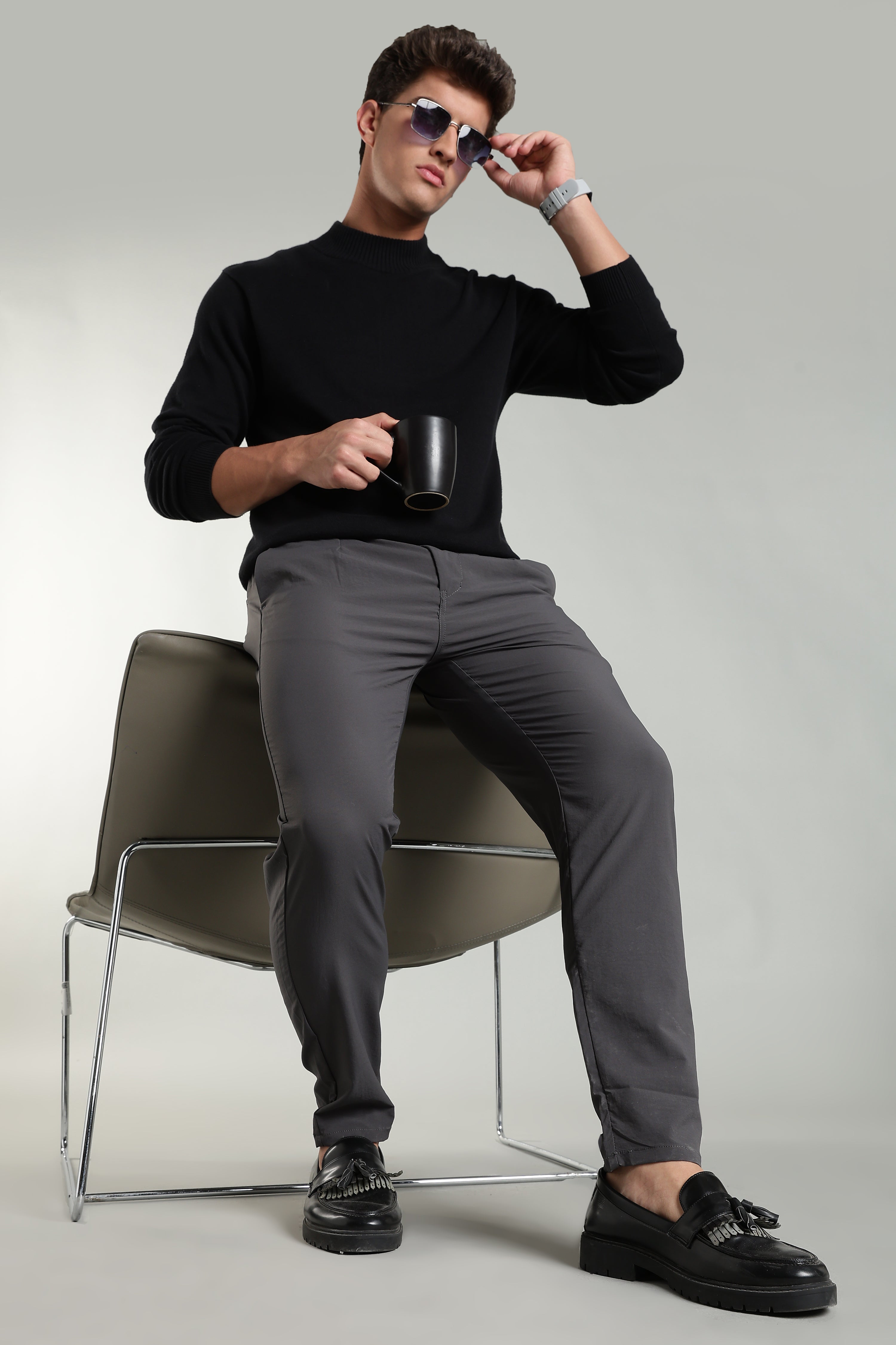 Men's Plain Grey Trousers | Linen Blend Fabric| Casual, Office, Vacation Wear