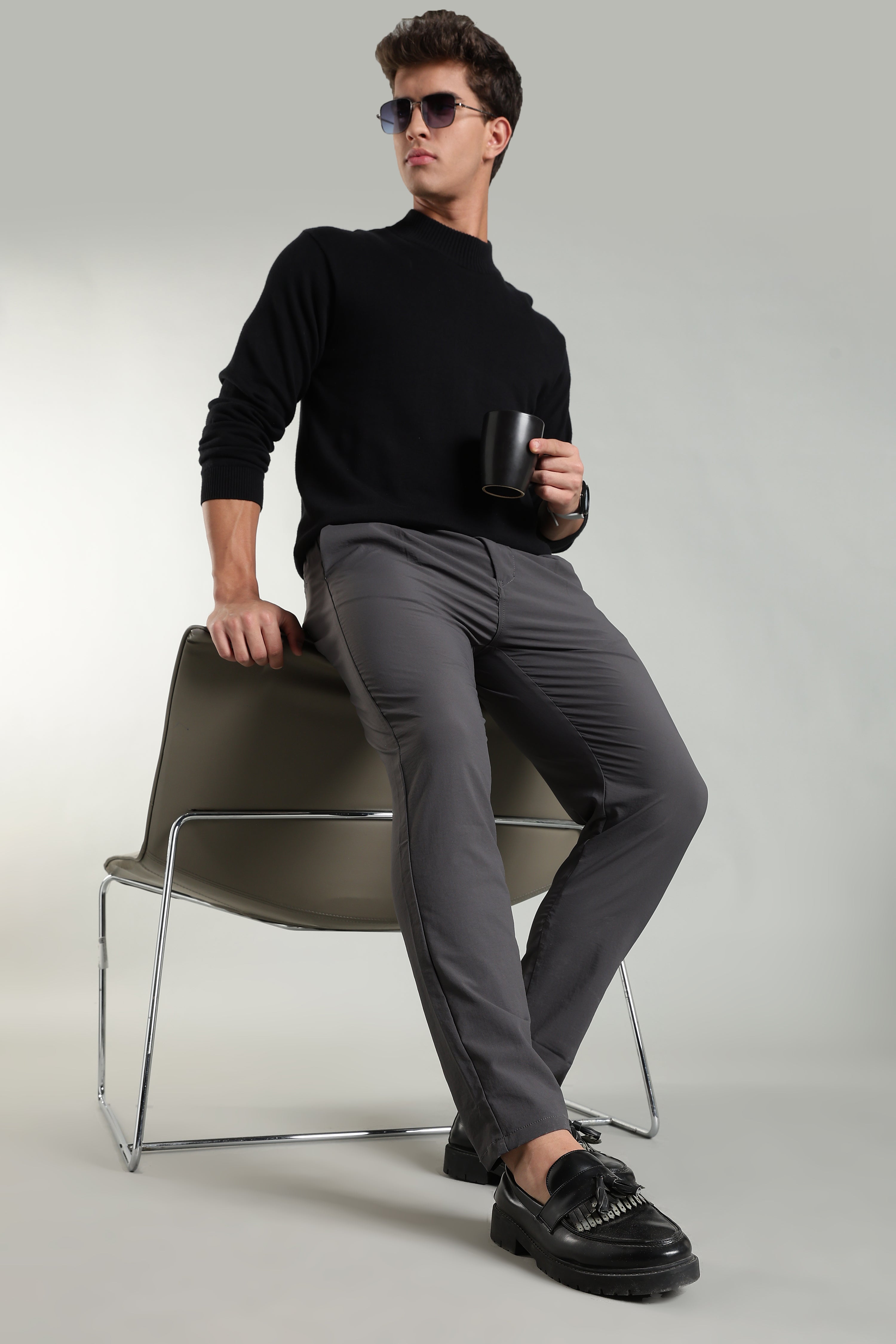 Men's Plain Grey Trousers | Linen Blend Fabric| Casual, Office, Vacation Wear
