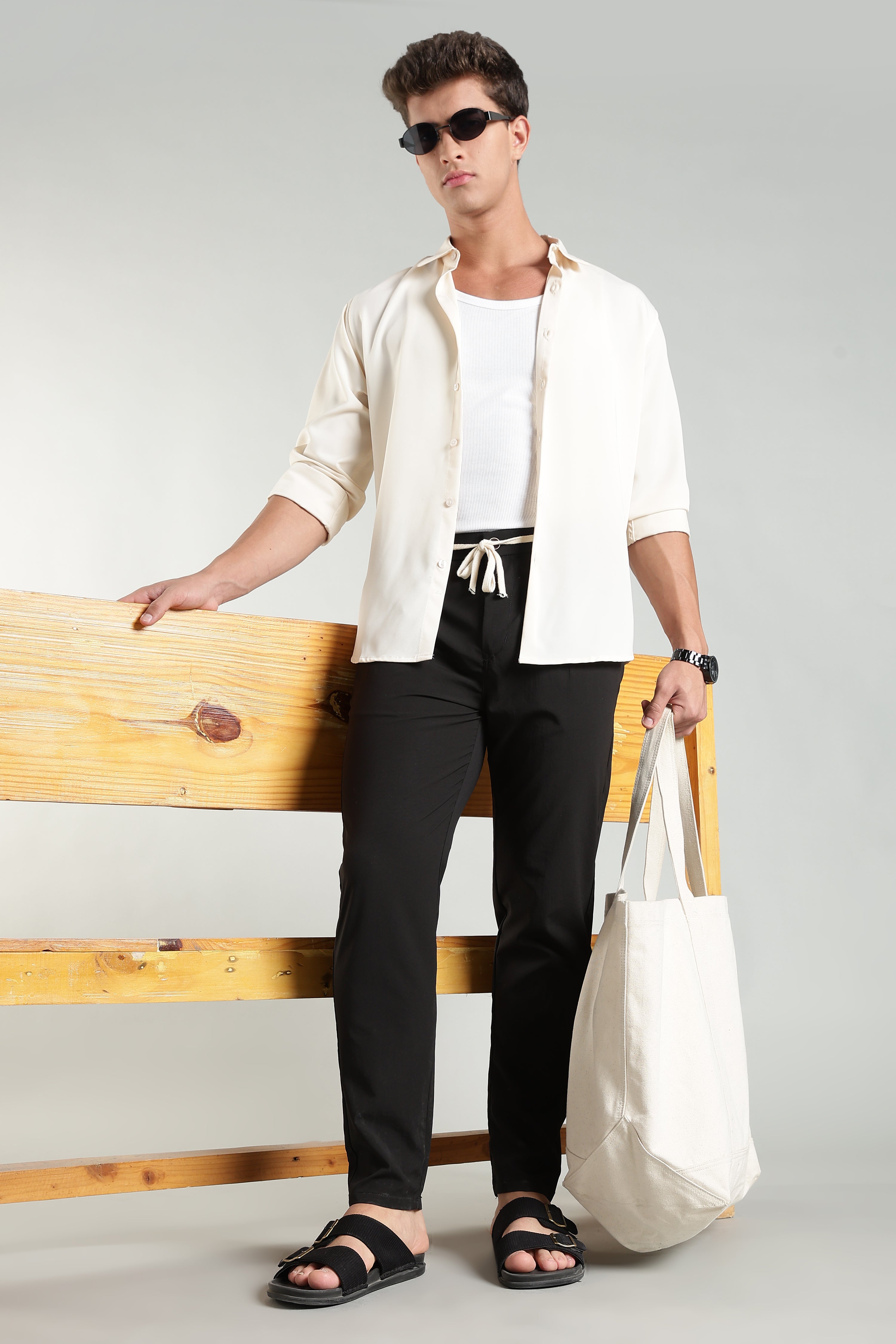 Men's Plain Black Trousers | Linen Blend Fabric| Casual, Office, Vacation Wear