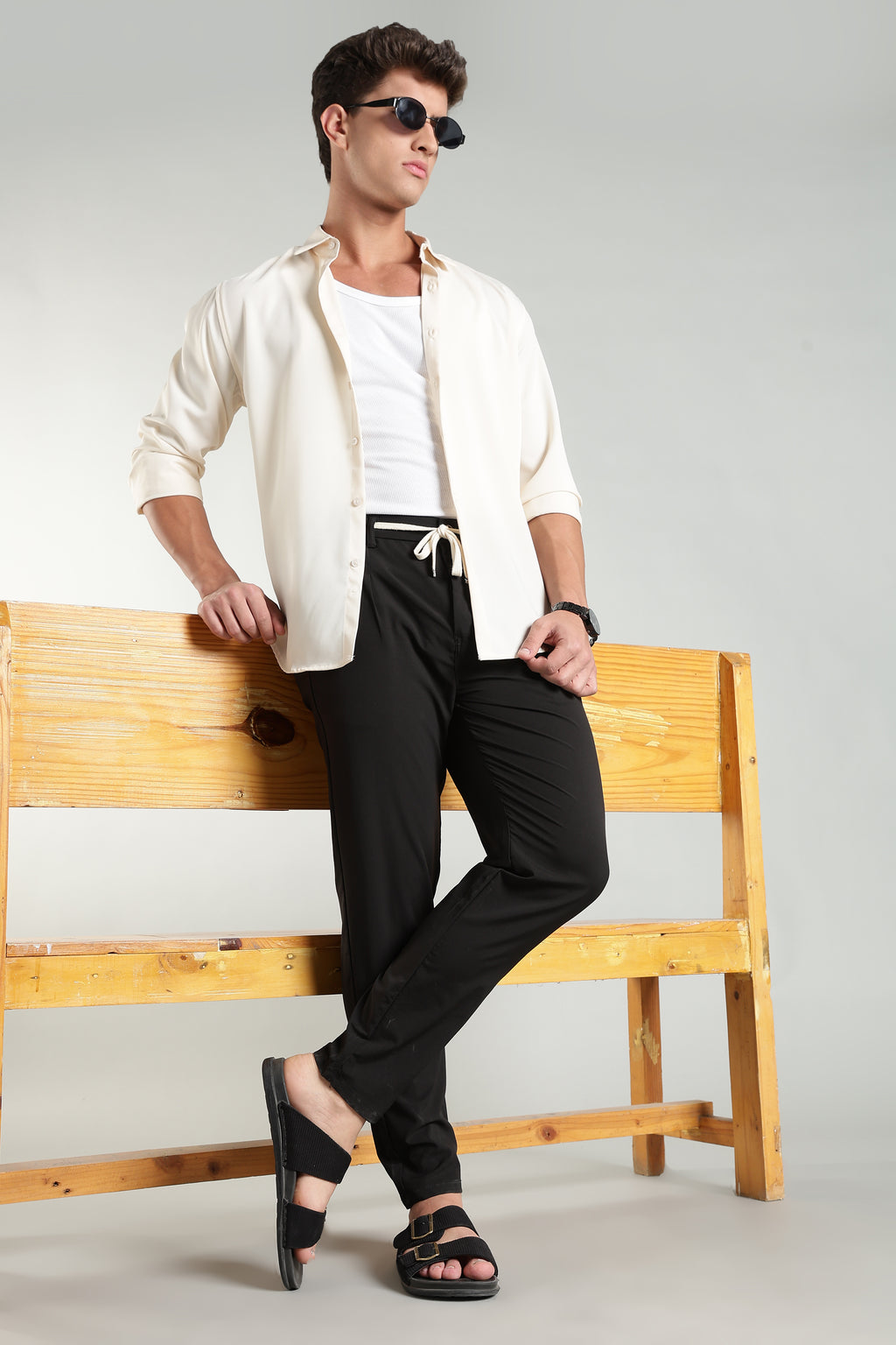 Men's Plain Black Trousers | Linen Blend Fabric| Casual, Office, Vacation Wear