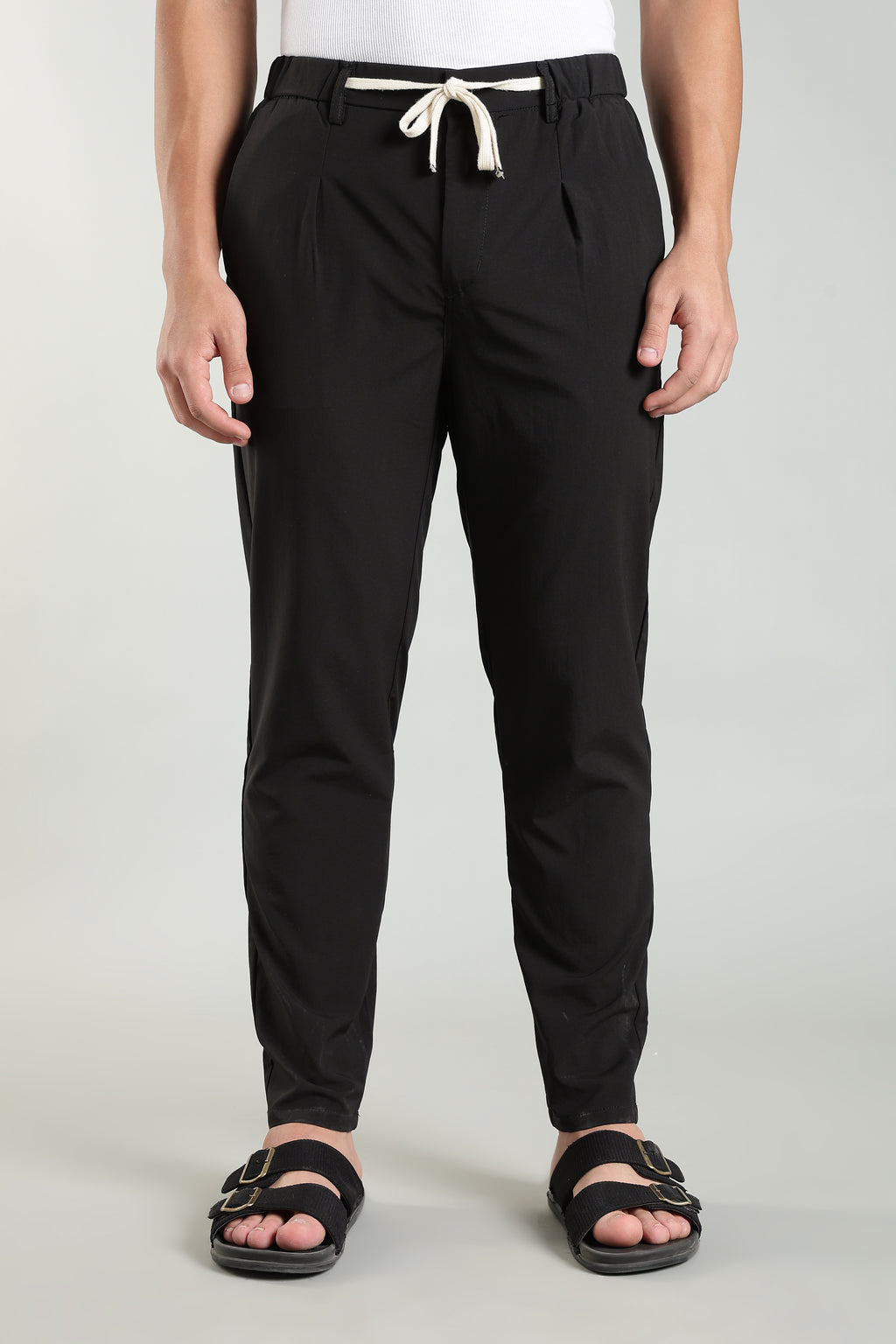 Men's Plain Black Trousers | Linen Blend Fabric| Casual, Office, Vacation Wear