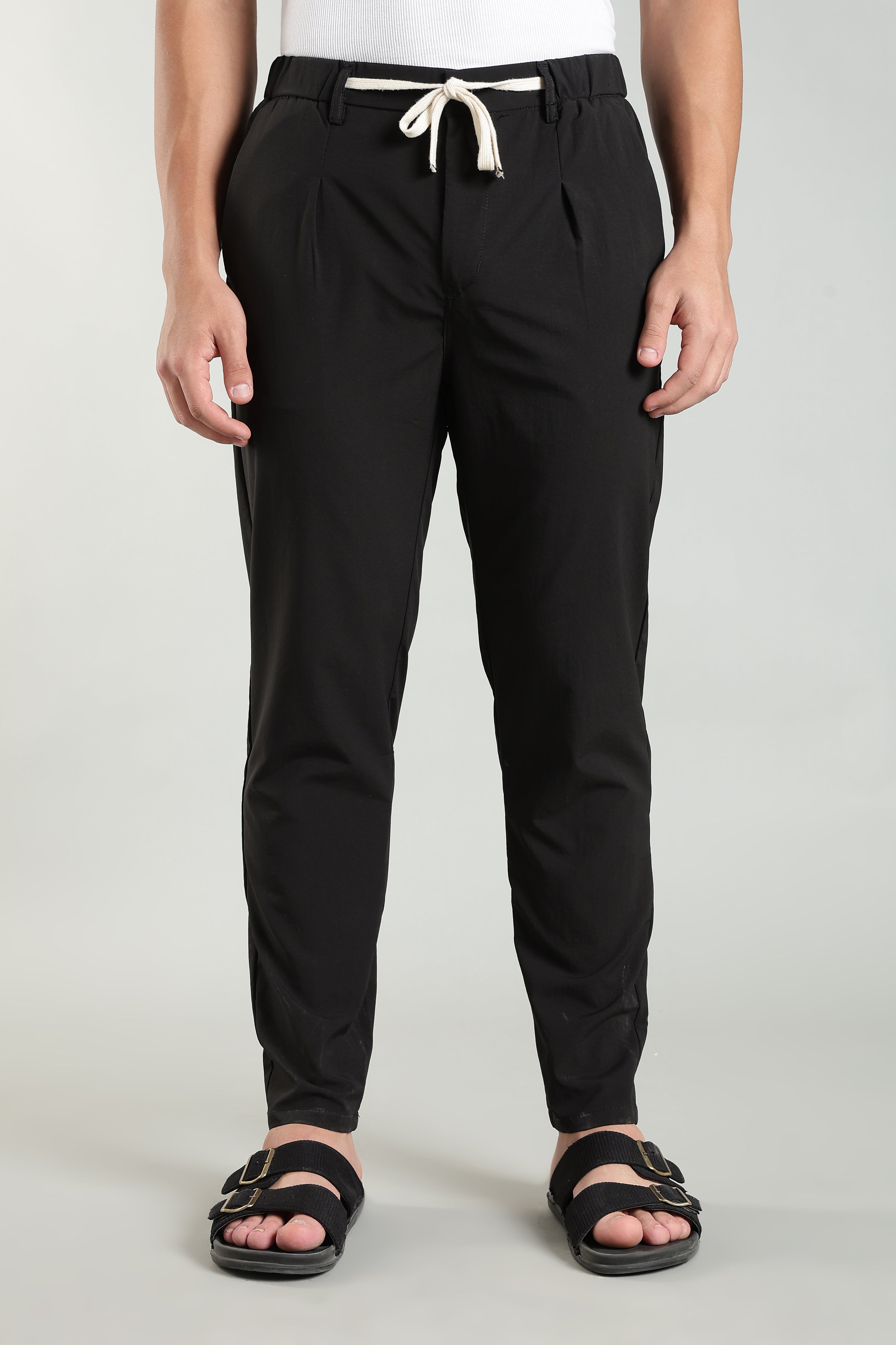 Men's Plain Black Trousers | Linen Blend Fabric| Casual, Office, Vacation Wear