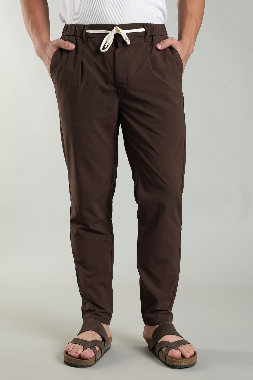 Men's Plain Brown Trousers | Linen Blend Fabric| Casual, Office, Vacation Wear