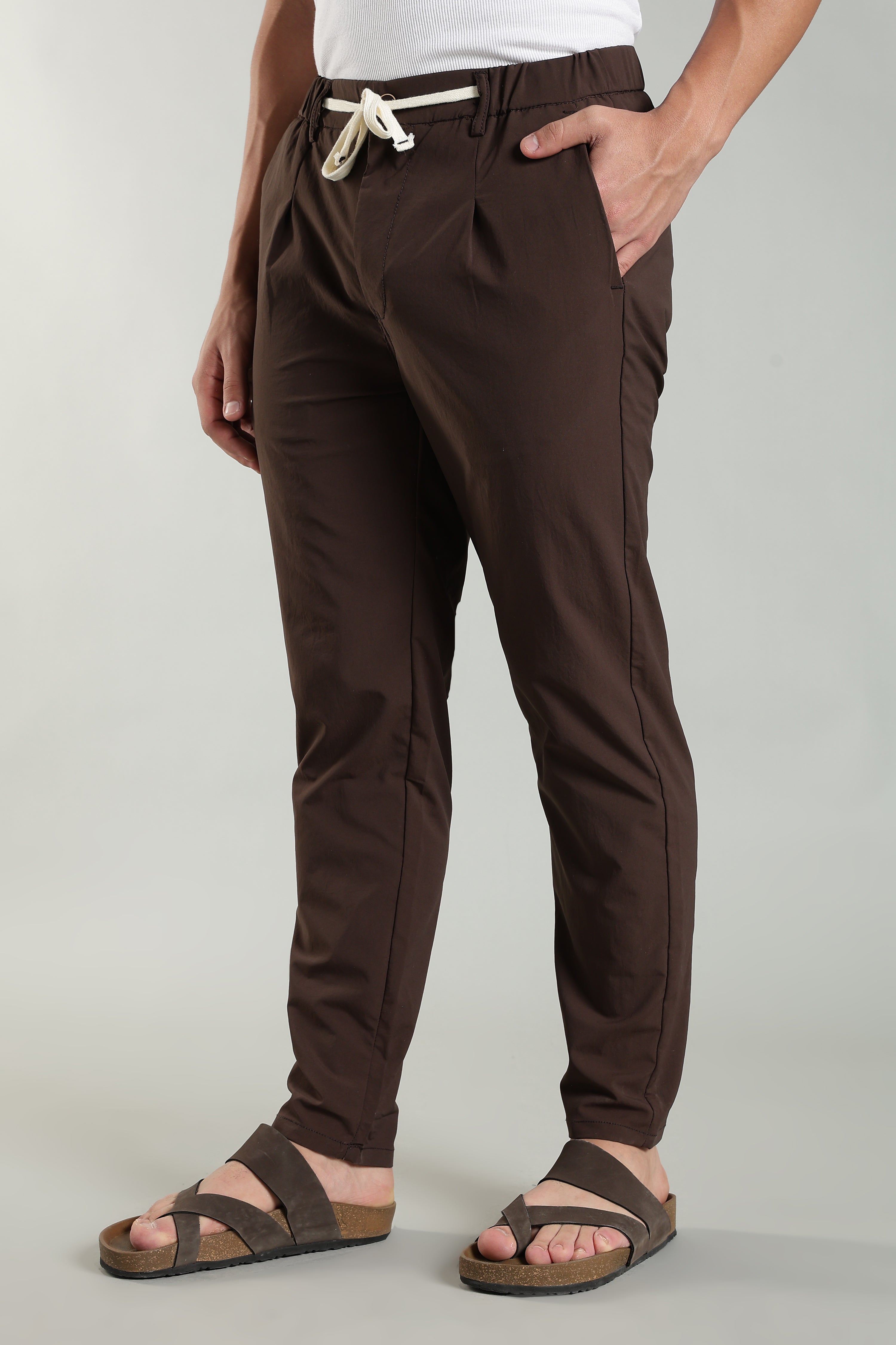 Men's Plain Brown Trousers | Linen Blend Fabric| Casual, Office, Vacation Wear