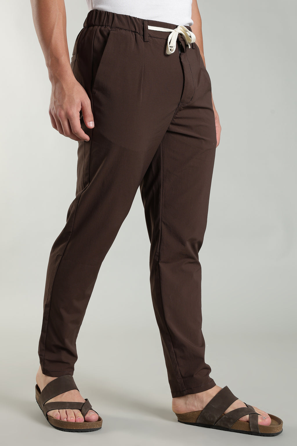 Men's Plain Brown Trousers | Linen Blend Fabric| Casual, Office, Vacation Wear