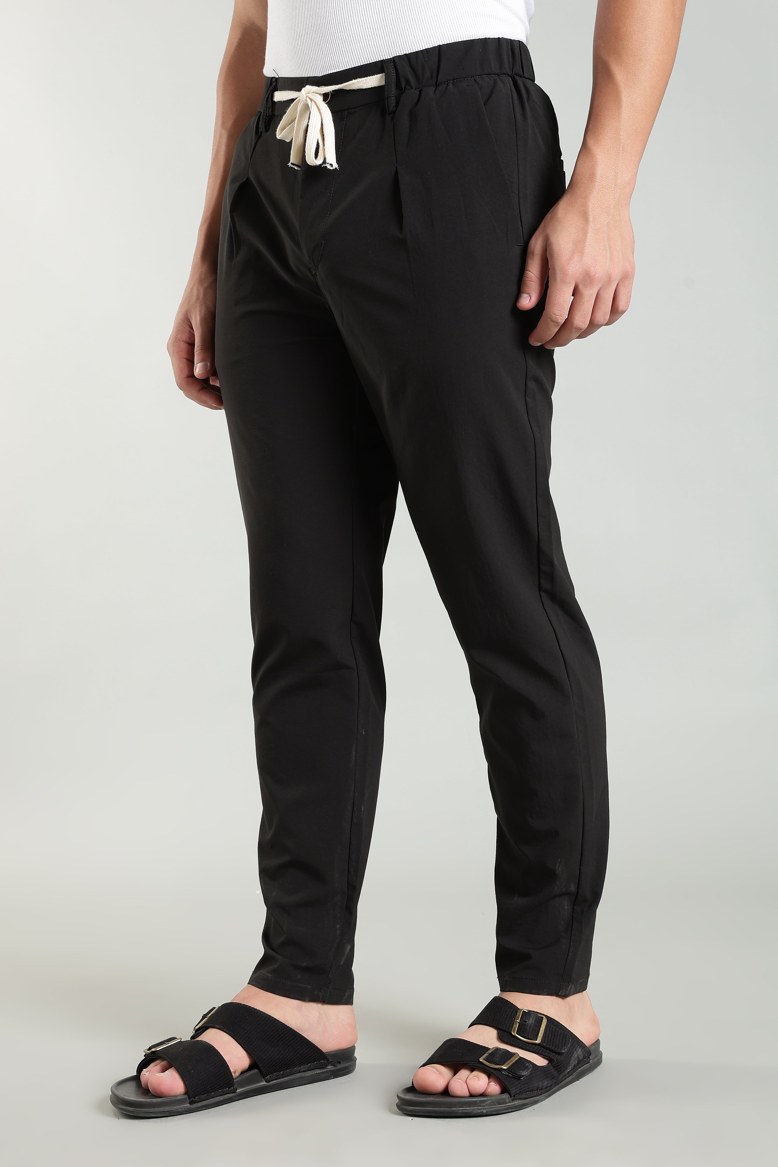 Men's Plain Black Trousers | Linen Blend Fabric| Casual, Office, Vacation Wear