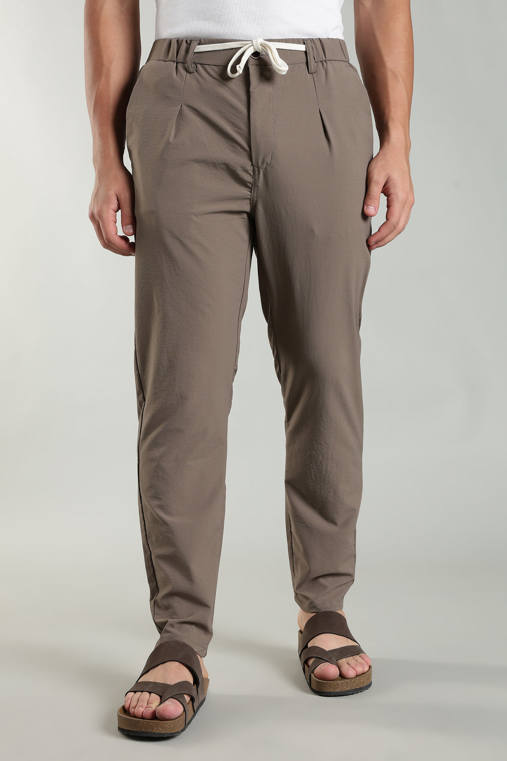 Men's Plain Brown Trousers | Linen Blend Fabric| Casual, Office, Vacation Wear