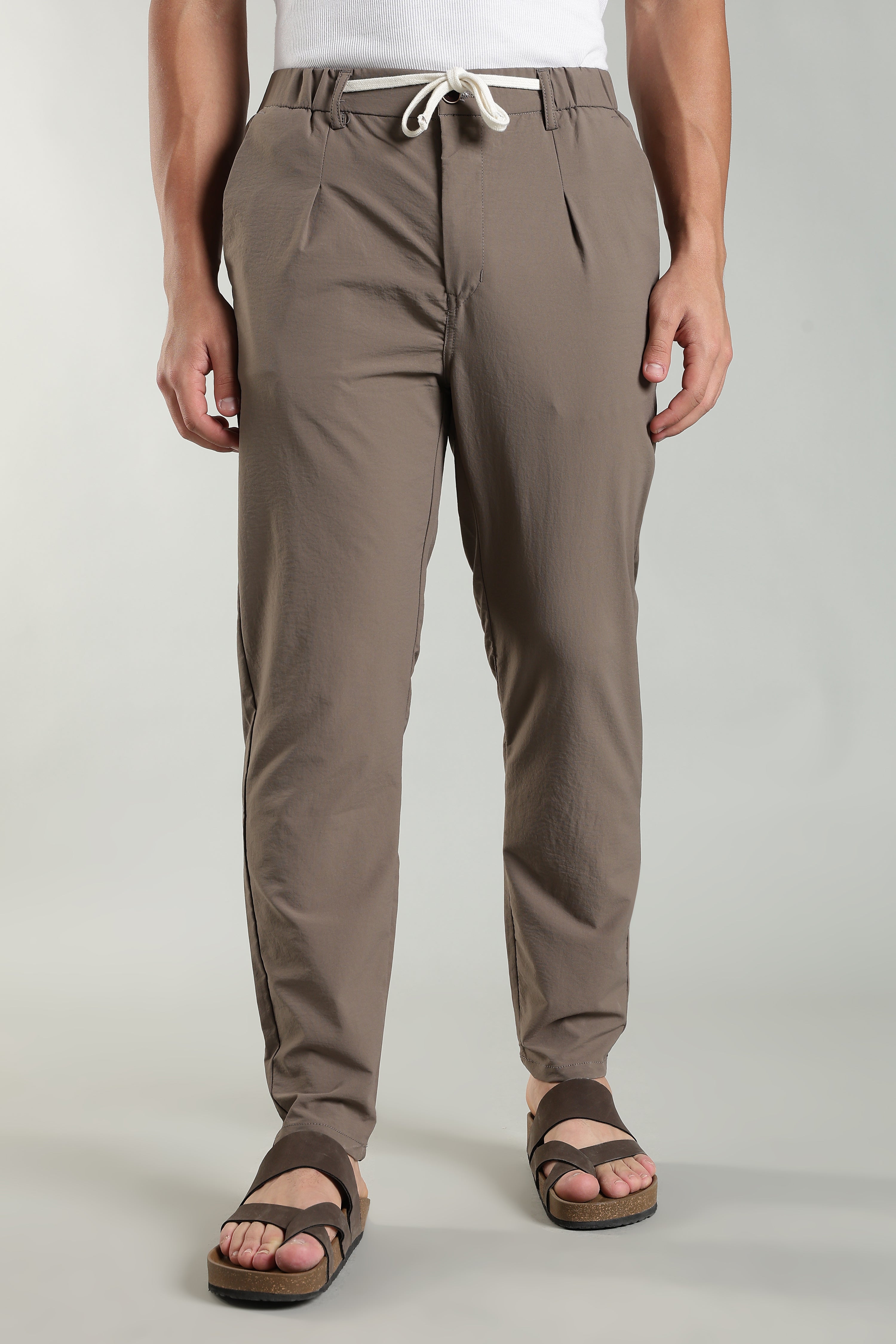 Men's Plain Brown Trousers | Linen Blend Fabric| Casual, Office, Vacation Wear