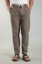 Men's Plain Brown Trousers | Linen Blend Fabric| Casual, Office, Vacation Wear