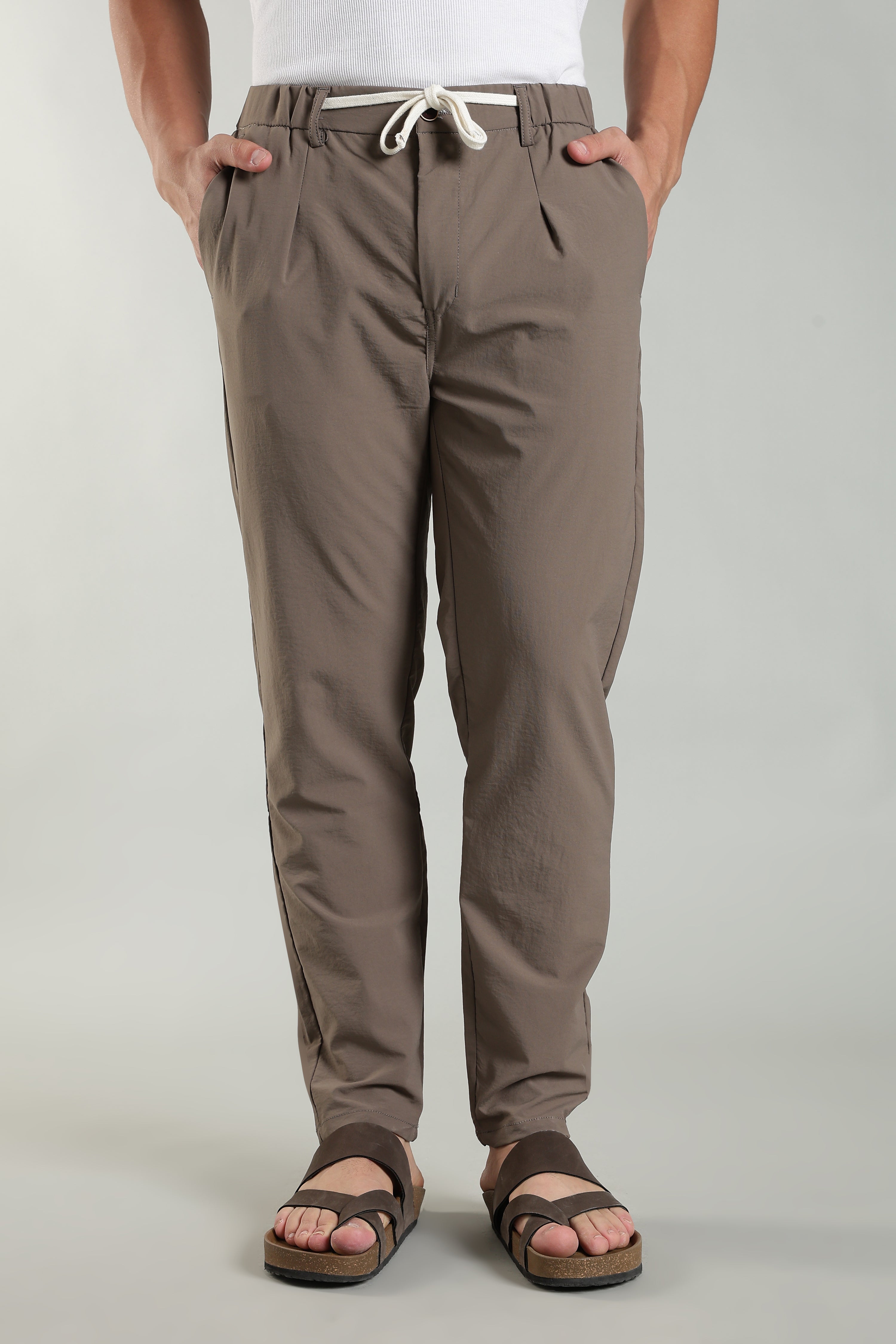 Men's Plain Brown Trousers | Linen Blend Fabric| Casual, Office, Vacation Wear
