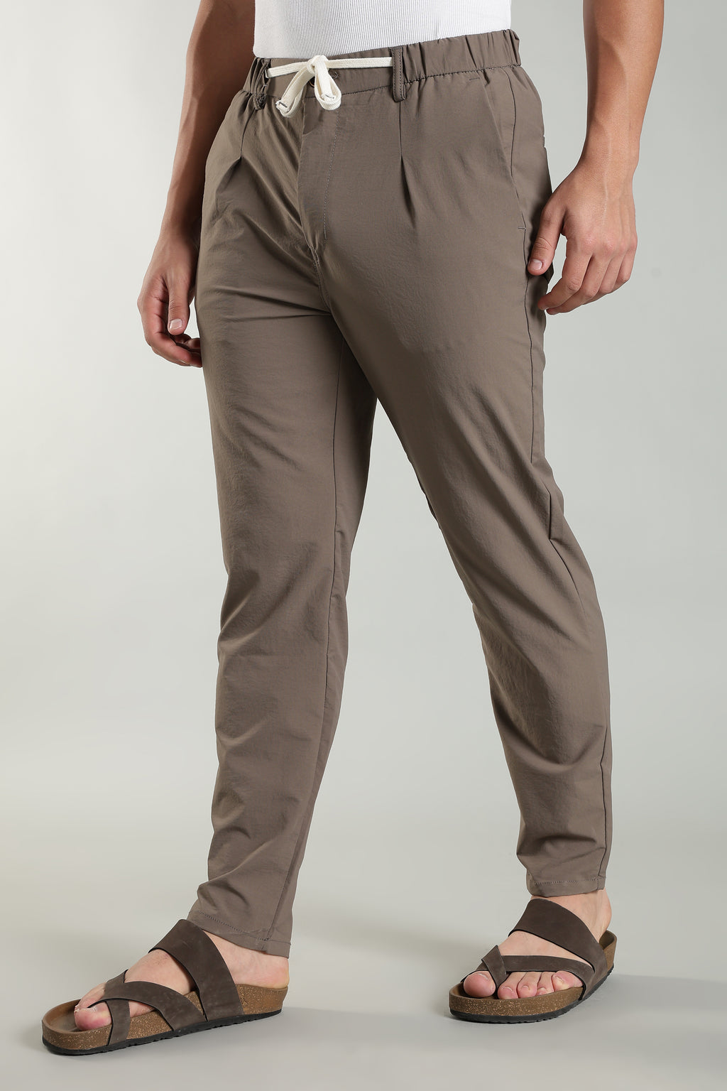 Men's Plain Brown Trousers | Linen Blend Fabric| Casual, Office, Vacation Wear