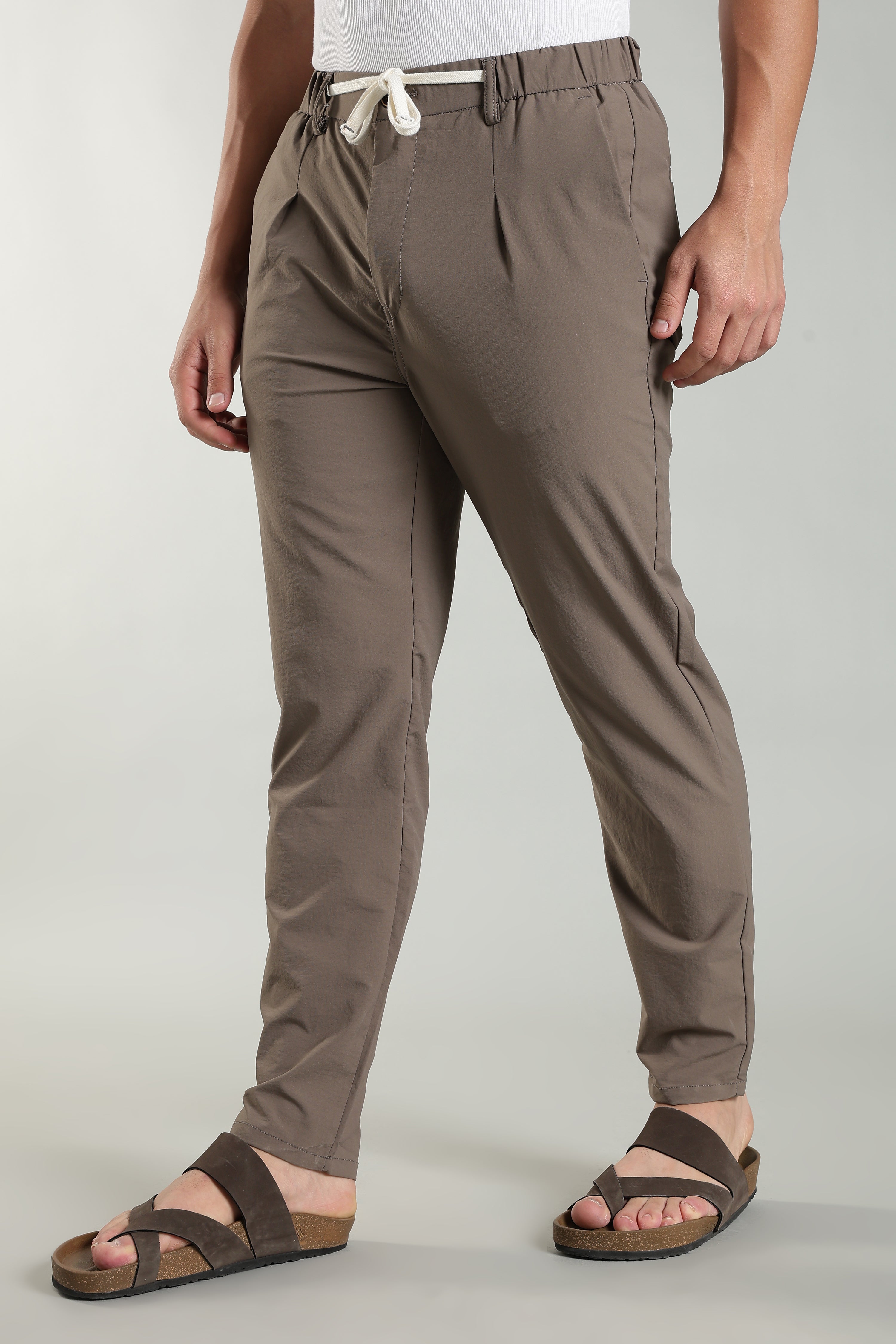 Men's Plain Brown Trousers | Linen Blend Fabric| Casual, Office, Vacation Wear