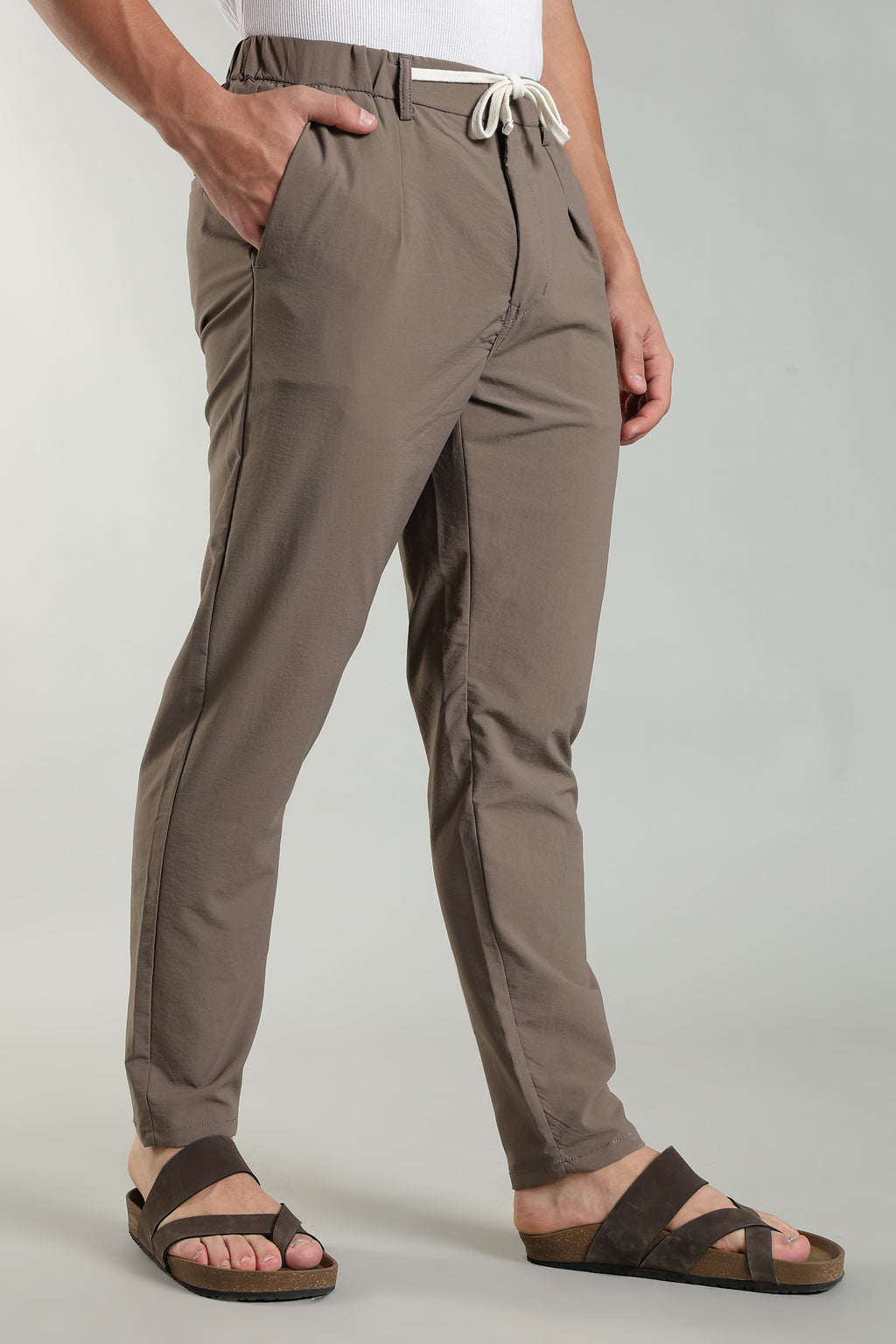 Men's Plain Brown Trousers | Linen Blend Fabric| Casual, Office, Vacation Wear