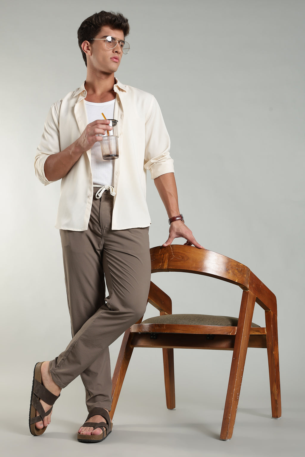 Men's Plain Brown Trousers | Linen Blend Fabric| Casual, Office, Vacation Wear