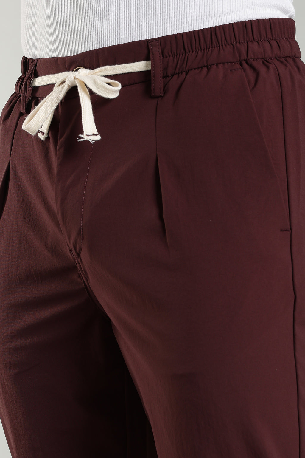 Men's Plain Maroon Trousers | Linen Blend Fabric| Casual, Office, Vacation Wear