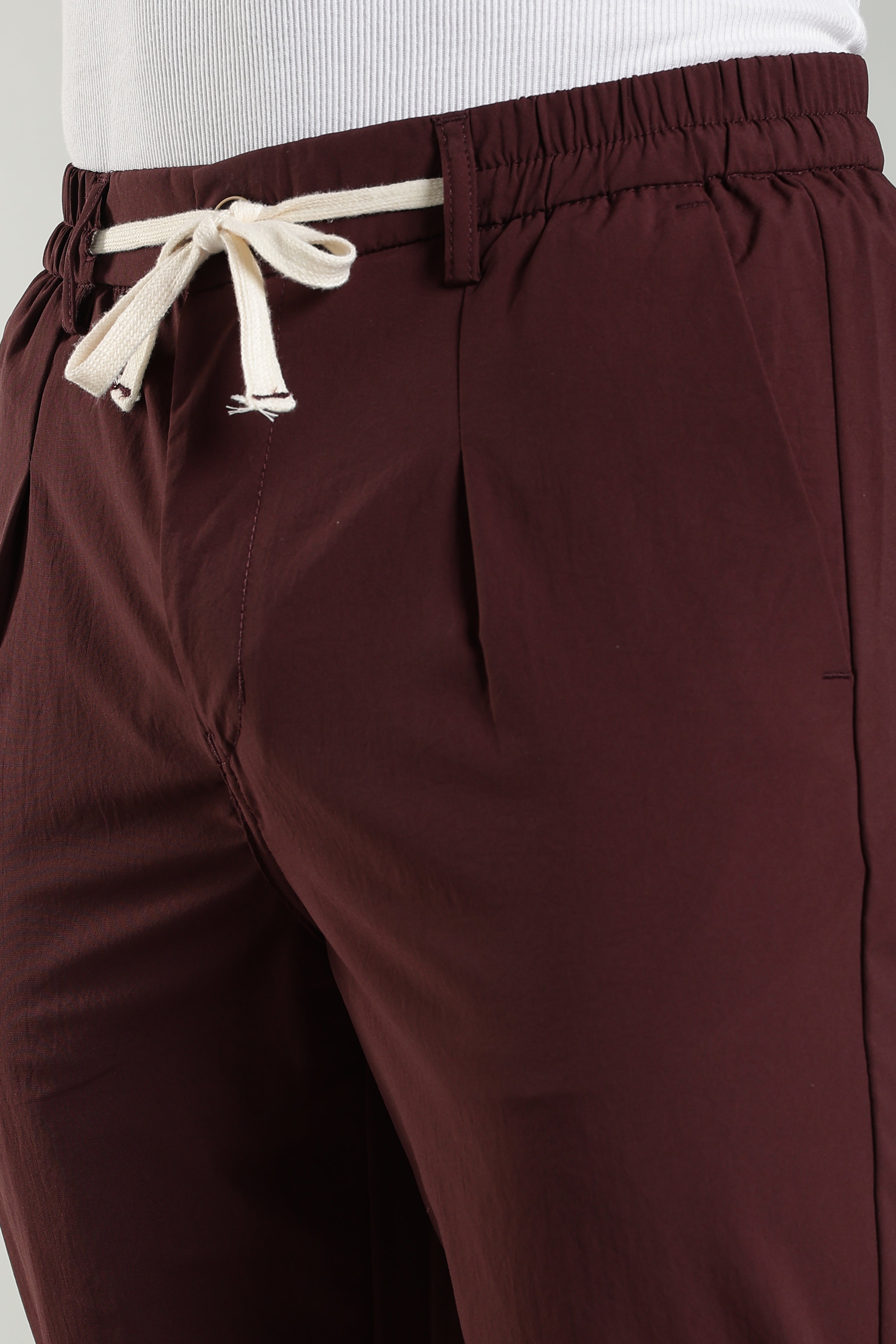 Men's Plain Maroon Trousers | Linen Blend Fabric| Casual, Office, Vacation Wear