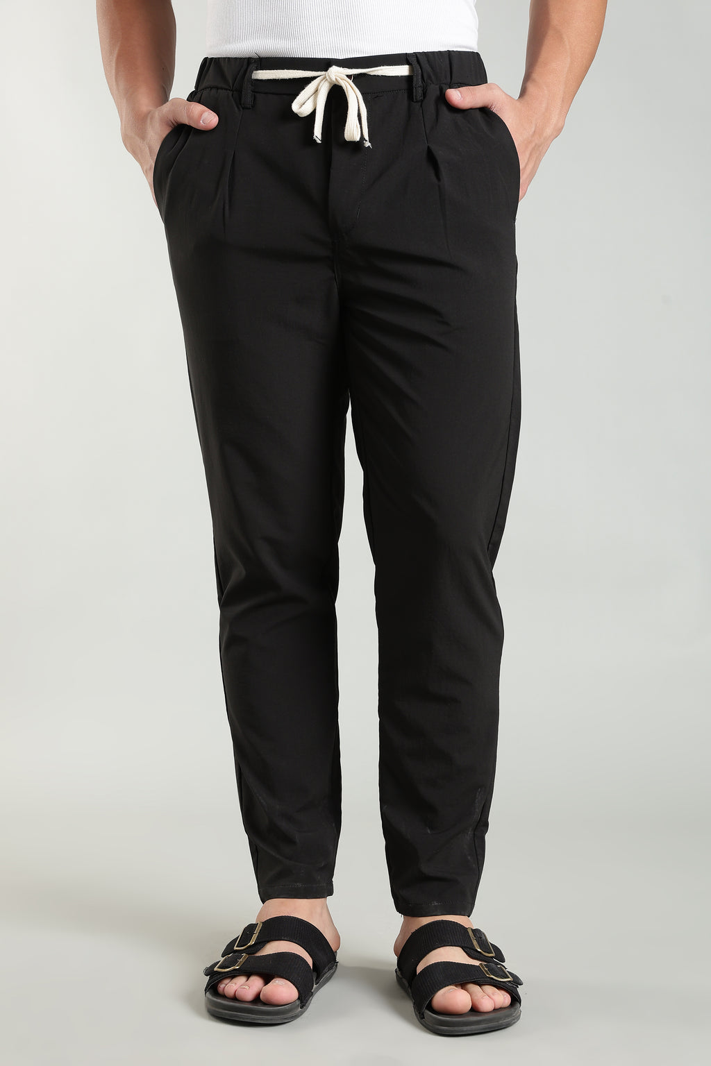 Men's Plain Black Trousers | Linen Blend Fabric| Casual, Office, Vacation Wear