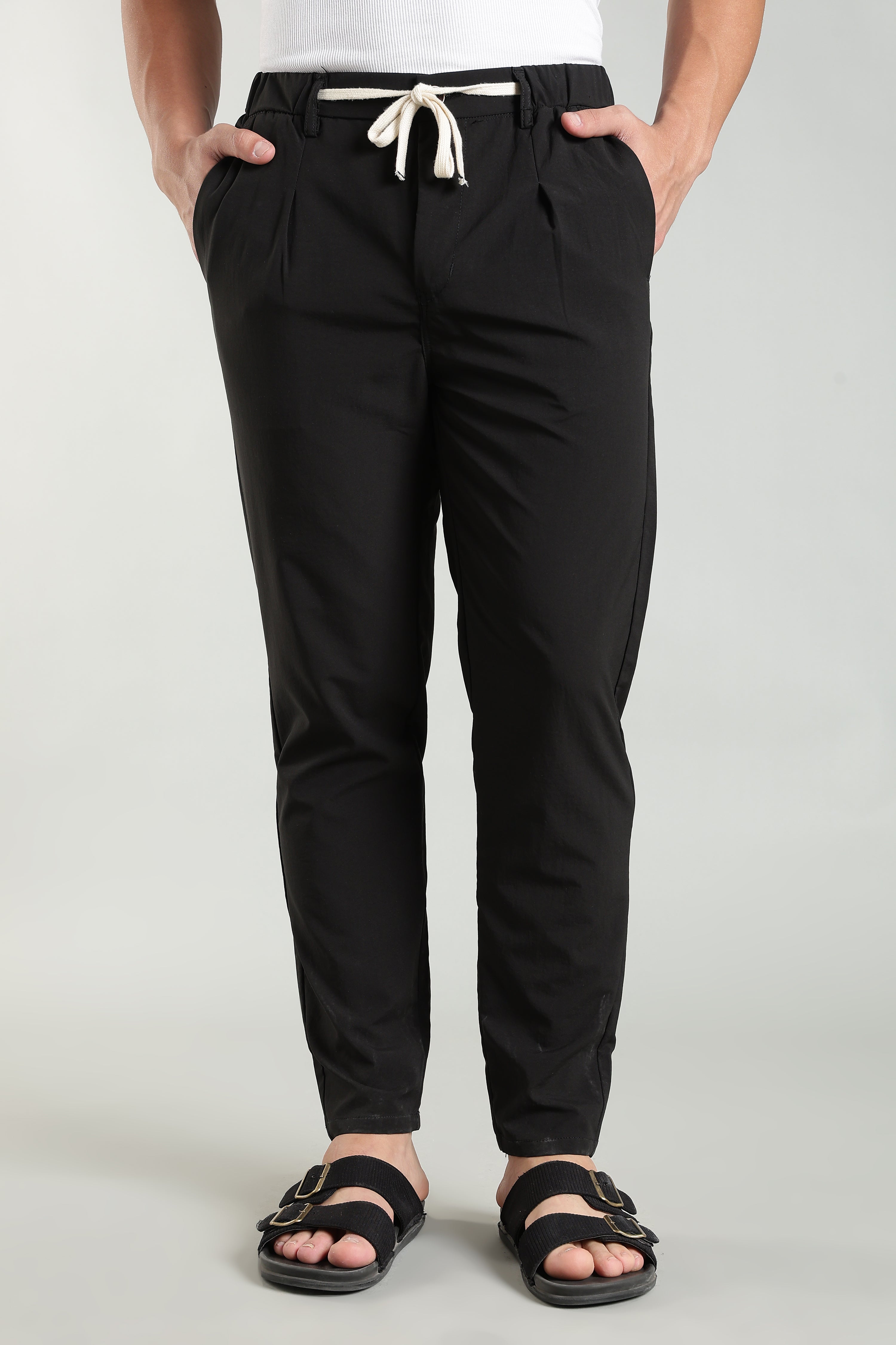 Men's Plain Black Trousers | Linen Blend Fabric| Casual, Office, Vacation Wear