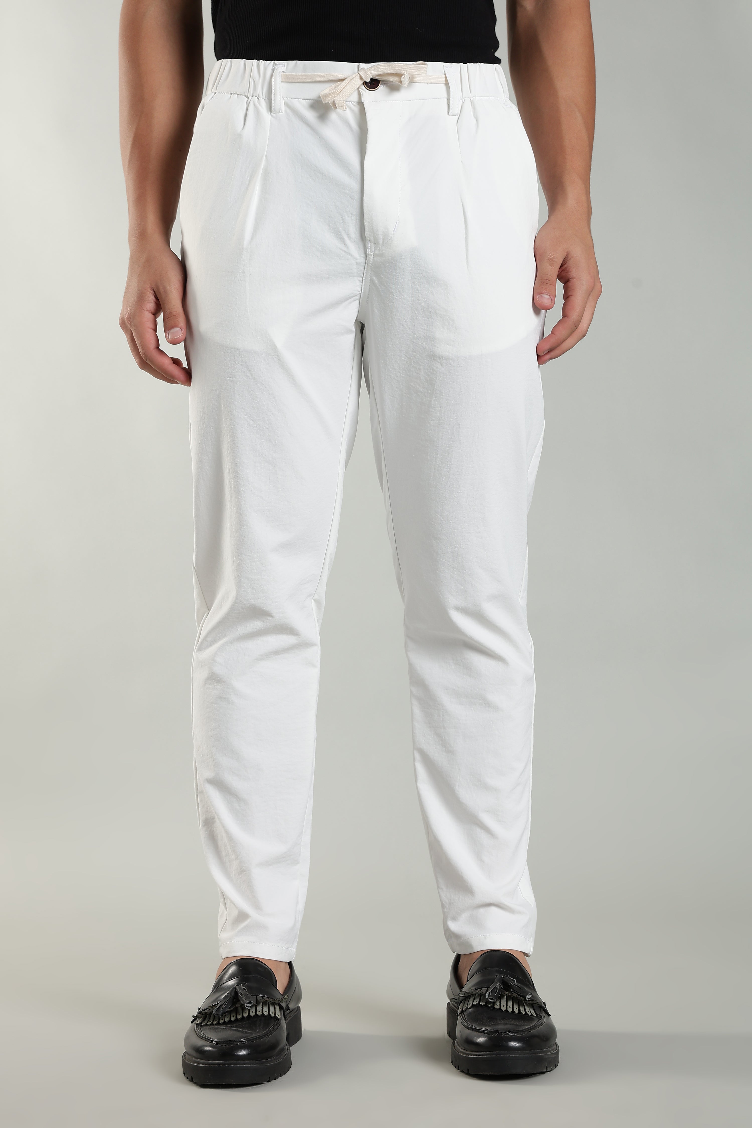 Men's Plain White Trousers | Linen Blend Fabric| Casual, Office, Vacation Wear