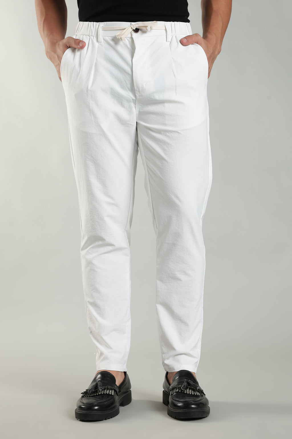 Men's Plain White Trousers | Linen Blend Fabric| Casual, Office, Vacation Wear