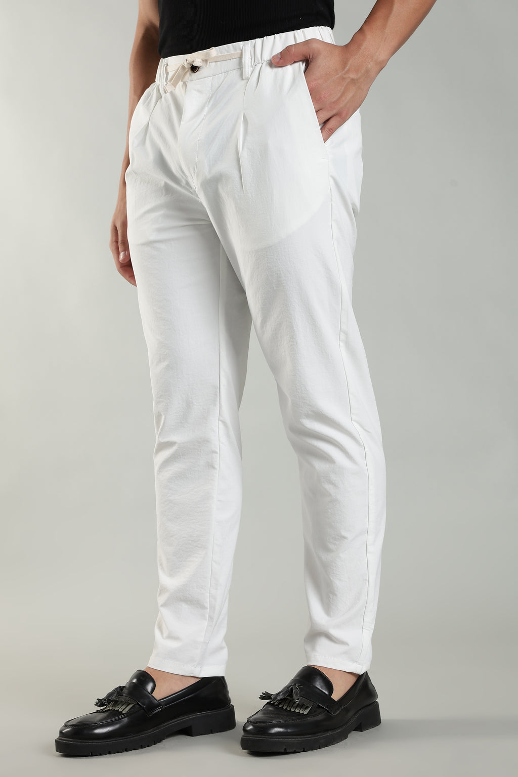 Men's Plain White Trousers | Linen Blend Fabric| Casual, Office, Vacation Wear
