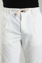 Men's Plain White Trousers | Linen Blend Fabric| Casual, Office, Vacation Wear
